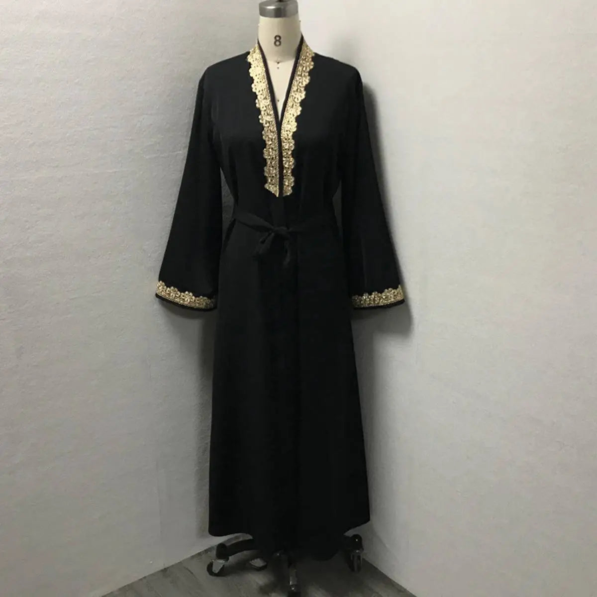 Elegant Broken Twill Embroidery Muslim Women's Cardigan Open Abaya Dress - Perfect for Prayer, Mosque & Special Occasions