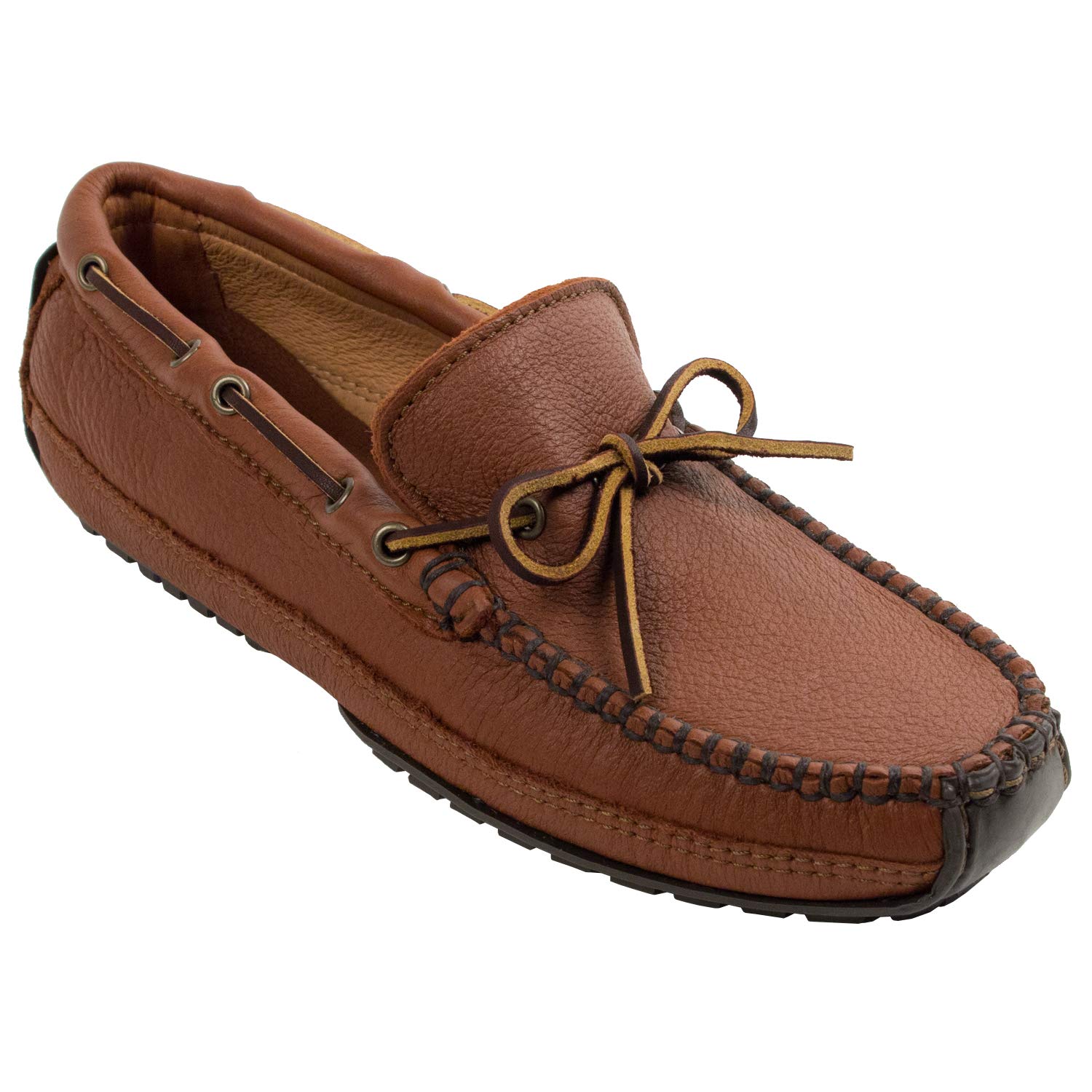 Minnetonka Men's Moosehide Weekend Moccasin - Comfortable Leather Slip-On Shoes for Casual Wear, Outdoor & Travel