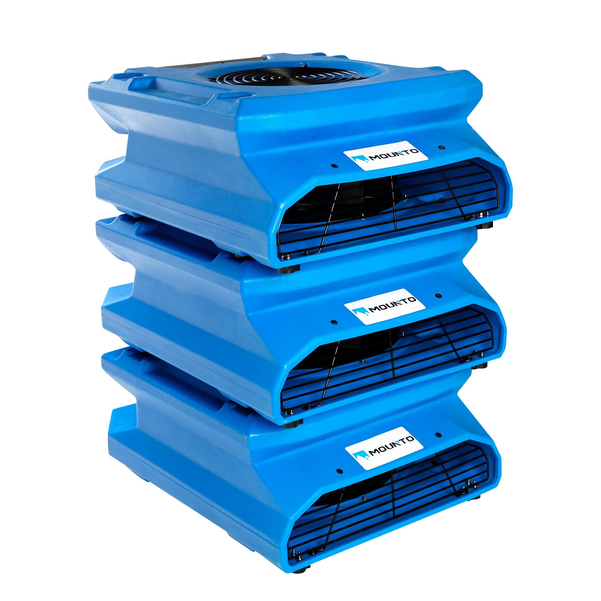 MOUNTO 1/4HP 1200CFM Low Profile Air Mover Carpet Dryer - 2 Speed Floor Fan with Dual GFCI Outlet, Stackable & Lightweight Air Blower - Perfect for Water Damage Restoration, Construction, Cleaning, Home Flooding & Basement Drying