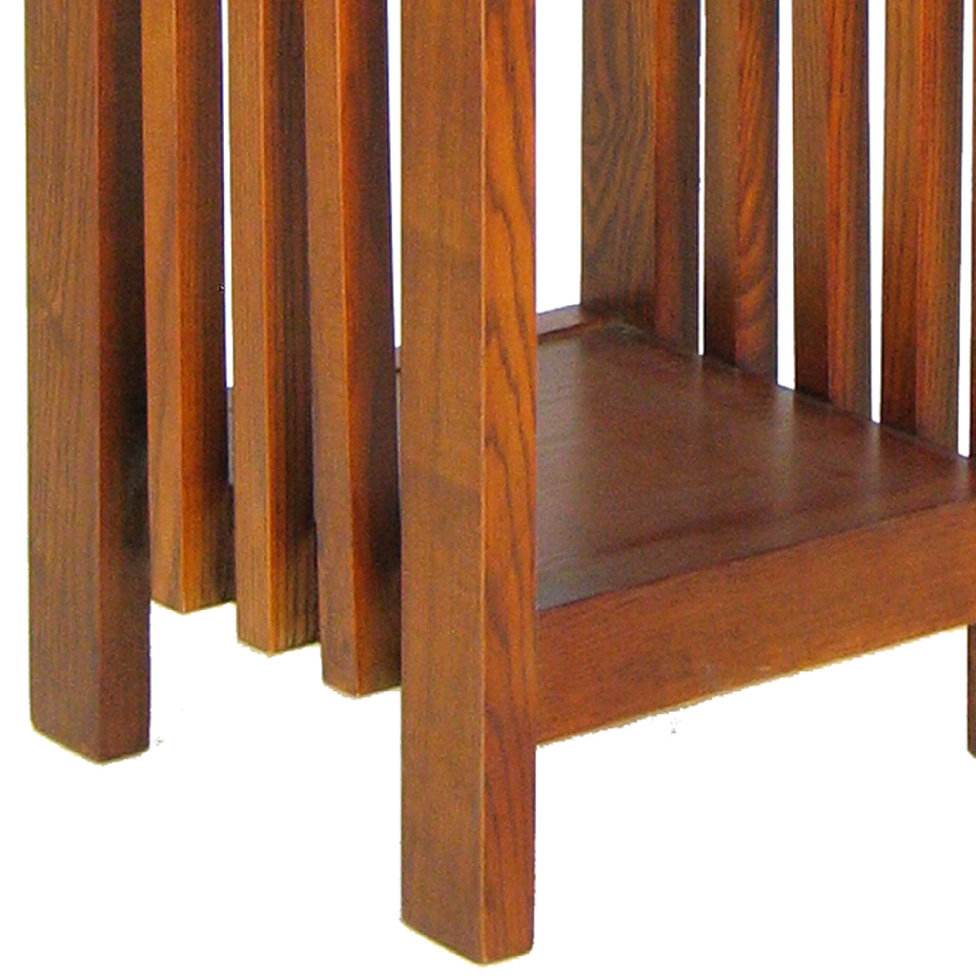 Benjara 30 Inch Wooden Flower Stand with Bottom Shelf & Slatted Sides - Rustic Brown Plant Holder for Indoor/Outdoor Decor, Garden, Patio, Living Room & Balcony