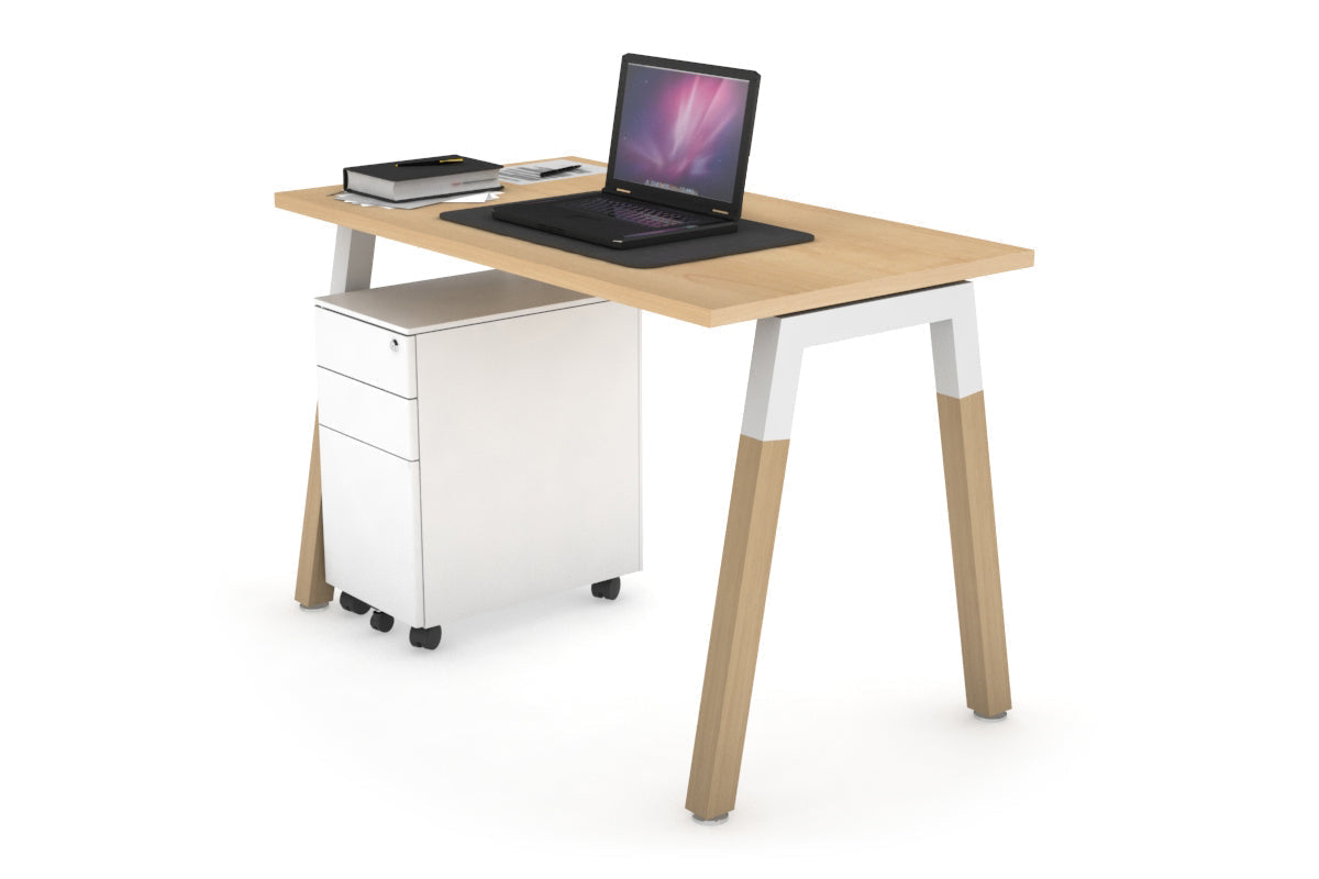 Solid Wood Quadro A Legs Office Desk with Cross Beam - 1000L x 600W - Sturdy Workstation for Home Office, Study Room & Modern Workspace