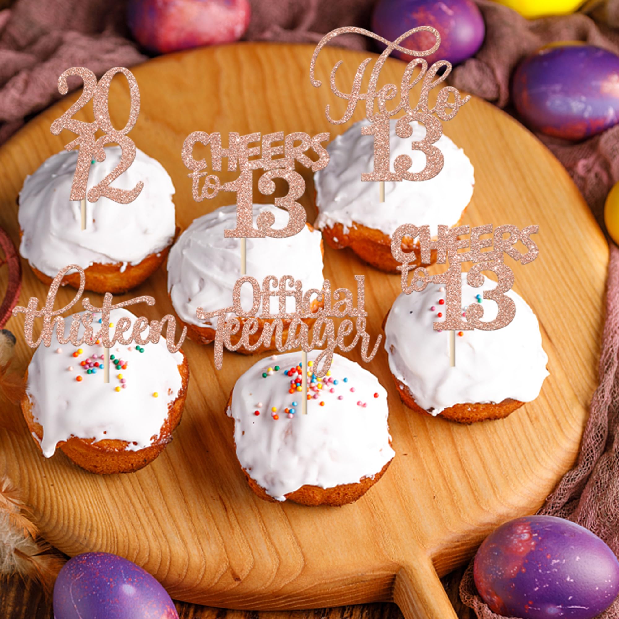 30 Pack Rose Gold Glitter 13th Birthday Cupcake Toppers - Since 2012 Hello 13 Thirteen Teenager Cake Decorations for 13 Year Old Party Supplies | Perfect for Birthday Celebrations, Teen Parties & Cake Decorating