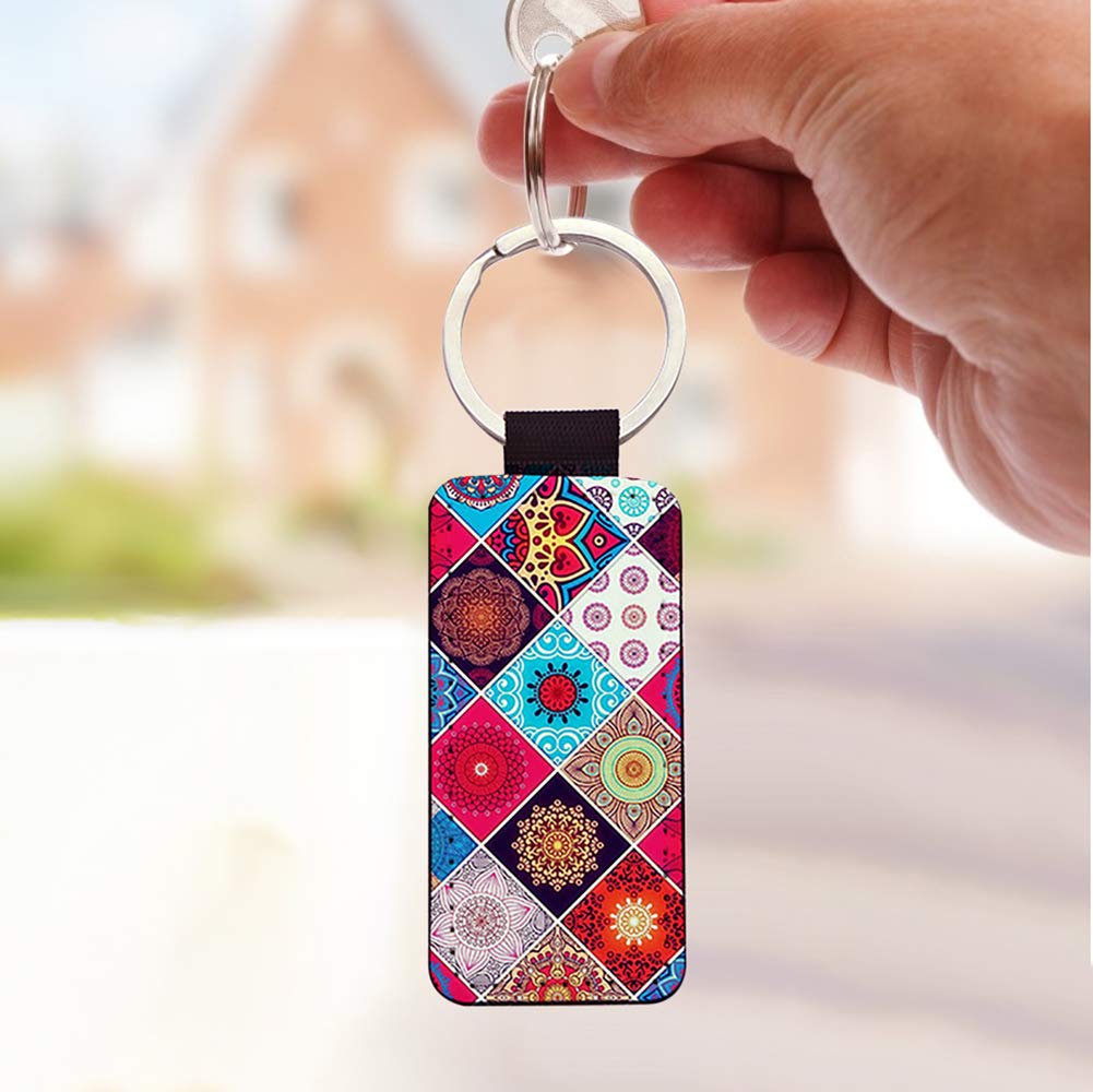 Valyria Sublimation Keychain Blanks - 6pcs PU Leather Keychain Blanks Bulk for DIY Crafts, 2025 Christmas Ornaments, Sublimation Blank Keyrings - Perfect for Gift Giving, Party Favors & Personalized Souvenirs