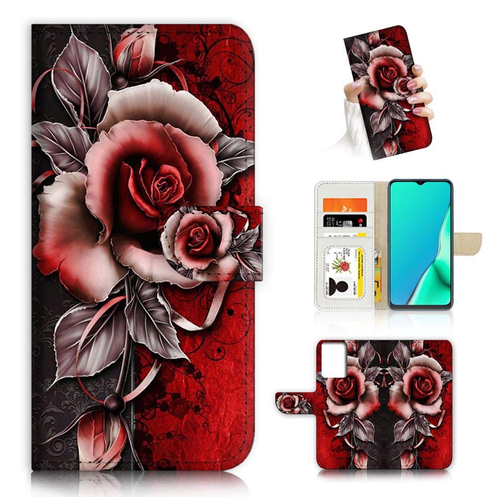 True Love Jewellery Samsung S21 Ultra 5G Wallet Case - Gothic Red Rose Flip Cover for Galaxy S21 Ultra | Perfect for Everyday Protection & Stylish Phone Accessorizing