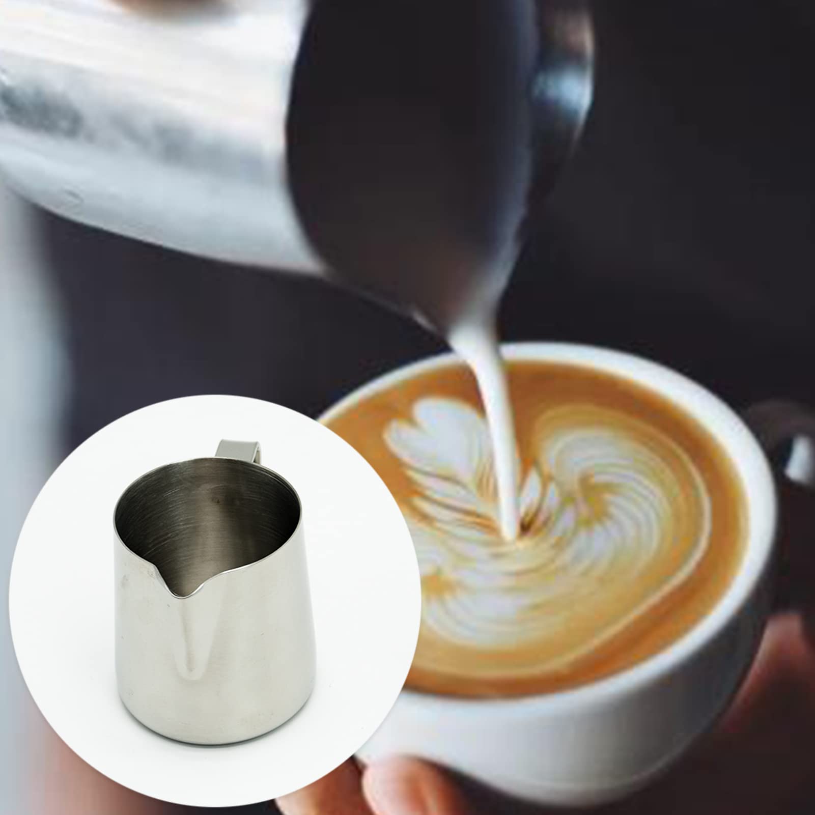 200ml Stainless Steel Milk Frothing Pitcher with Measurement Mark - Barista Grade Milk Jug for Perfect Cappuccino, Latte & Espresso Foam - Ideal for Home Coffee Makers & Professional Cafes