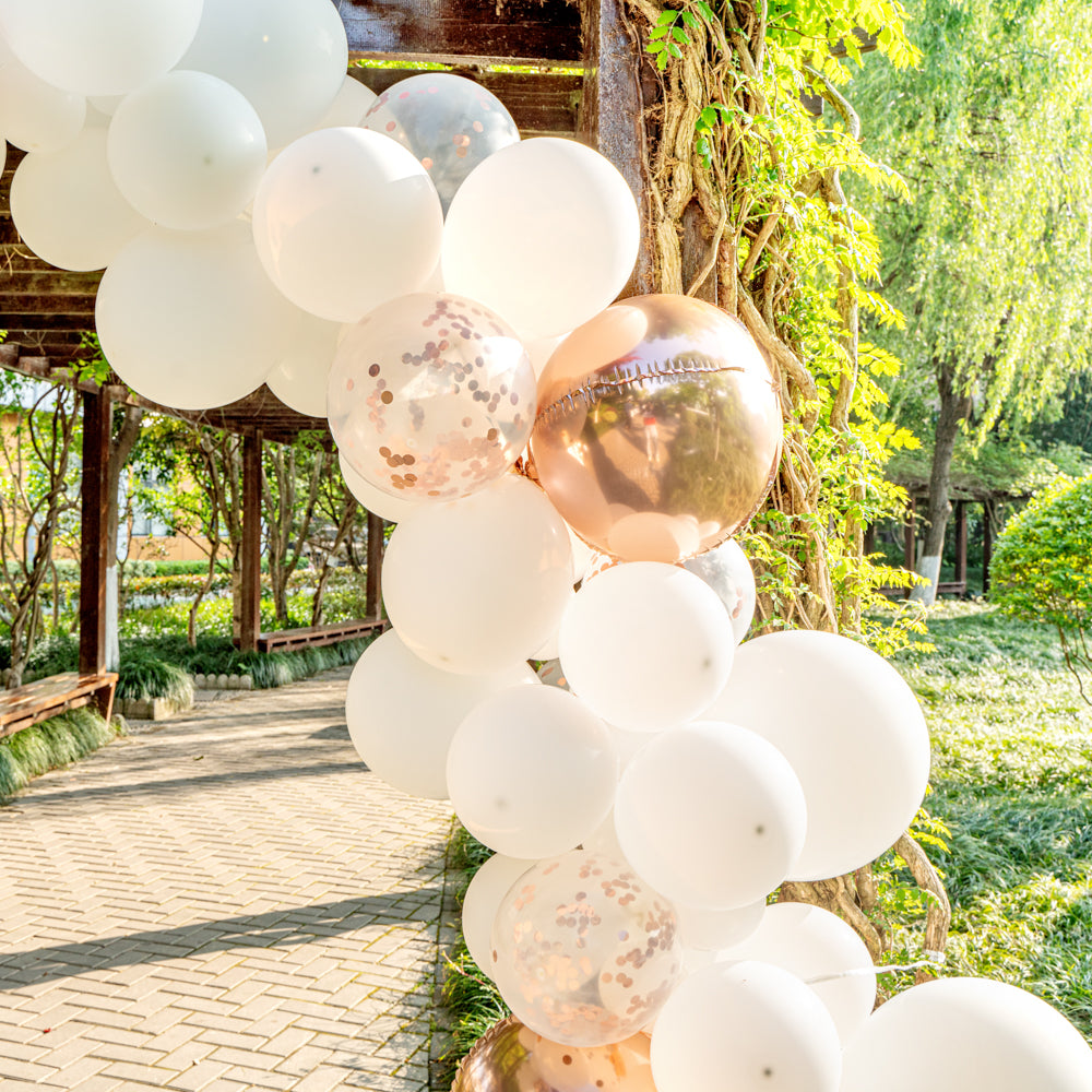 Balloon Arch Kit - 113 Pieces White & Rose Gold Balloon Garland for Parties, Weddings, Baby Showers - Premium Decoration Set with Balloon Pump & Accessories