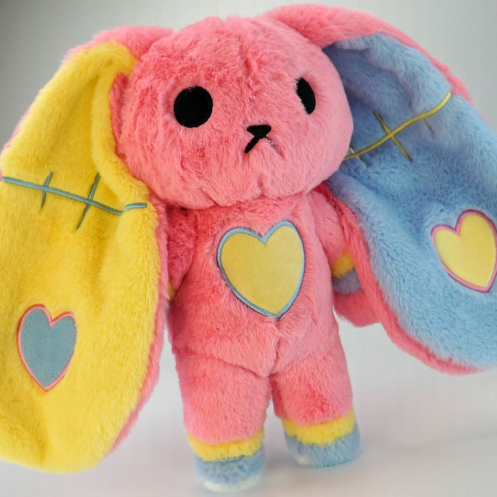 Plushie Dreadfuls Pansexual Rabbit Stuffed Animal - Soft Cuddly Plush Toy for LGBTQ+ Pride, Bedroom Decor & Emotional Support