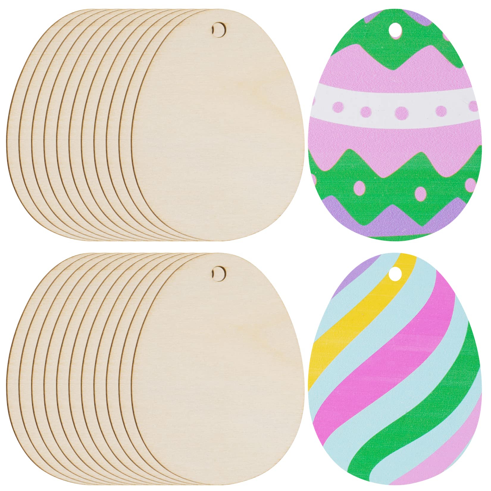 50 Unfinished Wooden Easter Egg Cutouts for DIY Painting Crafts - Easter Decorations, Party Supplies & Home Decor - Perfect for Easter Egg Hunts, Spring Crafts & Holiday Decor