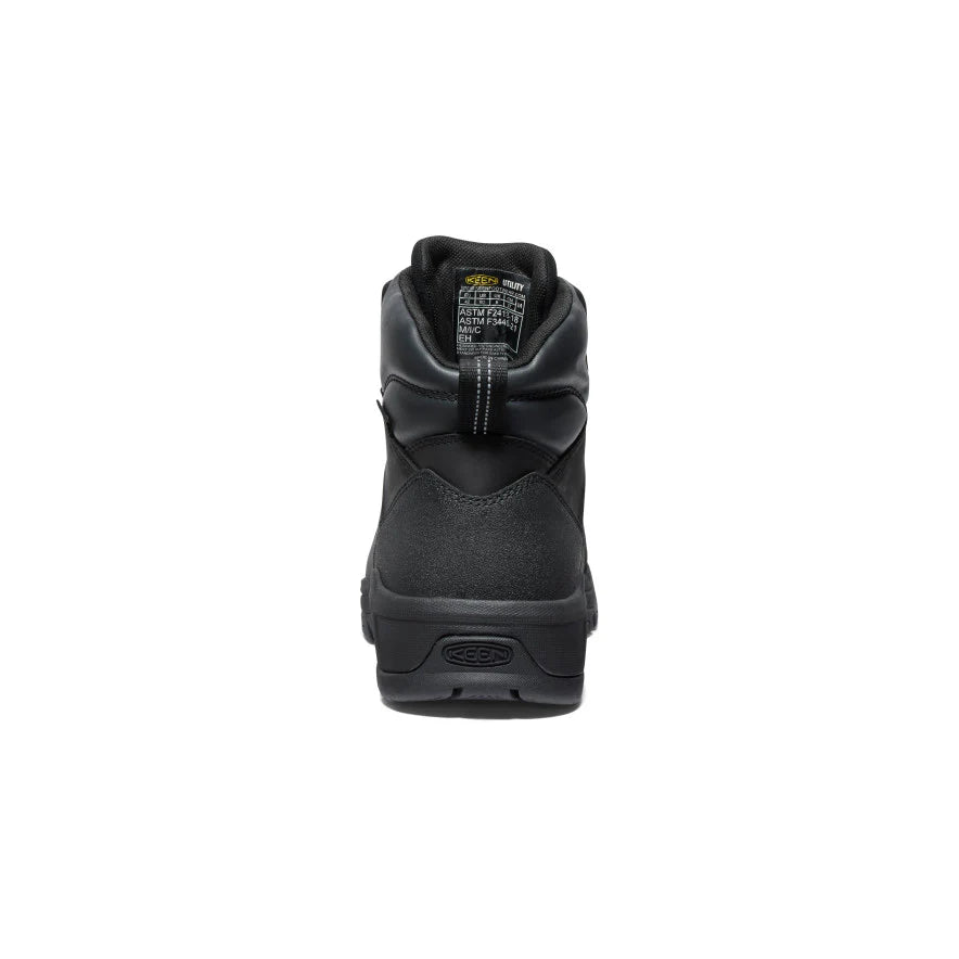 Keen Evanston 6-Inch Carbon Toe Waterproof Work Boots for Men - Black Safety Shoes for Construction, Hiking & Outdoor Work