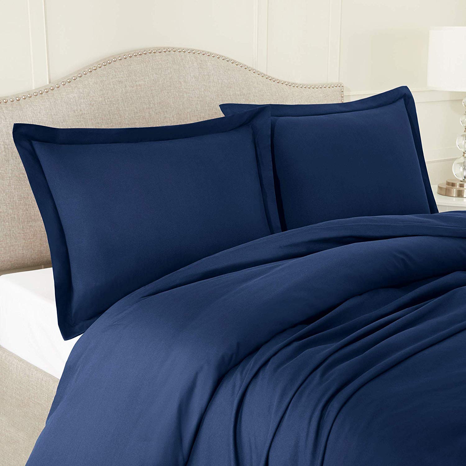 Premium 2-Piece Organic Cotton Bedding Set - 300 GSM, 500 Thread Count Duvet Cover & Comforter (Navy Blue, Full Size) - Soft & Breathable for All-Season Comfort - Perfect for Master Bedroom, Guest Room, or Dorm
