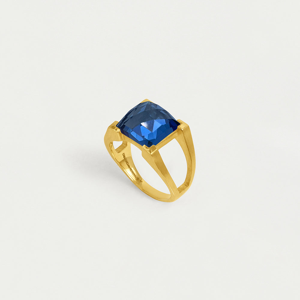 Mini Plaza Ring in Midnight Blue - Elegant Dainty Stackable Ring for Women, Perfect for Everyday Wear, Gift Giving & Special Occasions