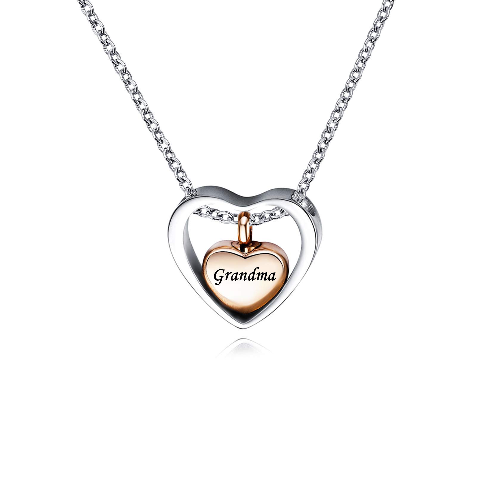 Rose Gold Double Heart Urn Necklace for Ashes - Cremation Jewelry Keepsake Memorial Pendant for Grandma - Perfect for Honoring Loved Ones at Memorials & Special Occasions