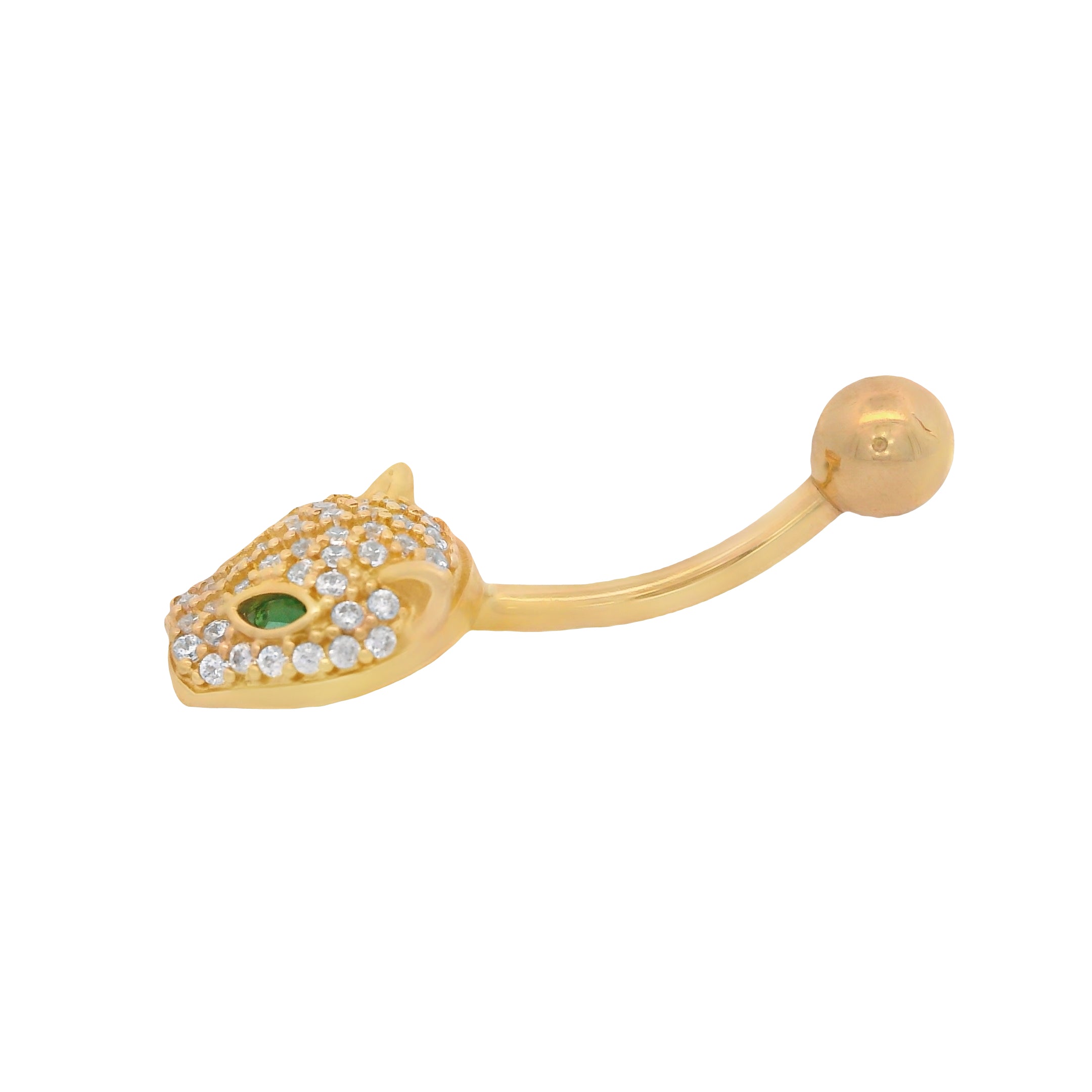 14K Gold Panther CZ Belly Button Ring - Elegant Body Jewelry for Women | Perfect for Parties, Beach Outfits & Piercing Gifts