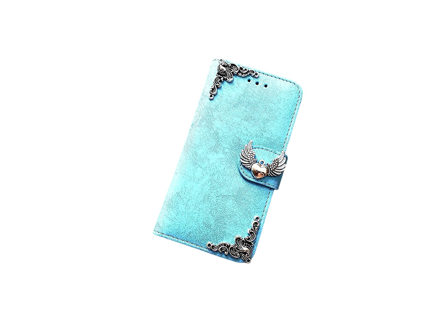 Heart Angel Wing Leather Phone Wallet Case for iPhone X/XS/XR/11/12/13/14 Pro Max & Galaxy S23/S22/S21/S20 Ultra/Note 20/10 Plus - RFID Blocking Detachable Design | Stylish Card Holder & Cash Protector | Perfect for Everyday Use, Travel, Business, Gifts & Special Occasions | Ideal for Commuting, Shopping & Secure Payments