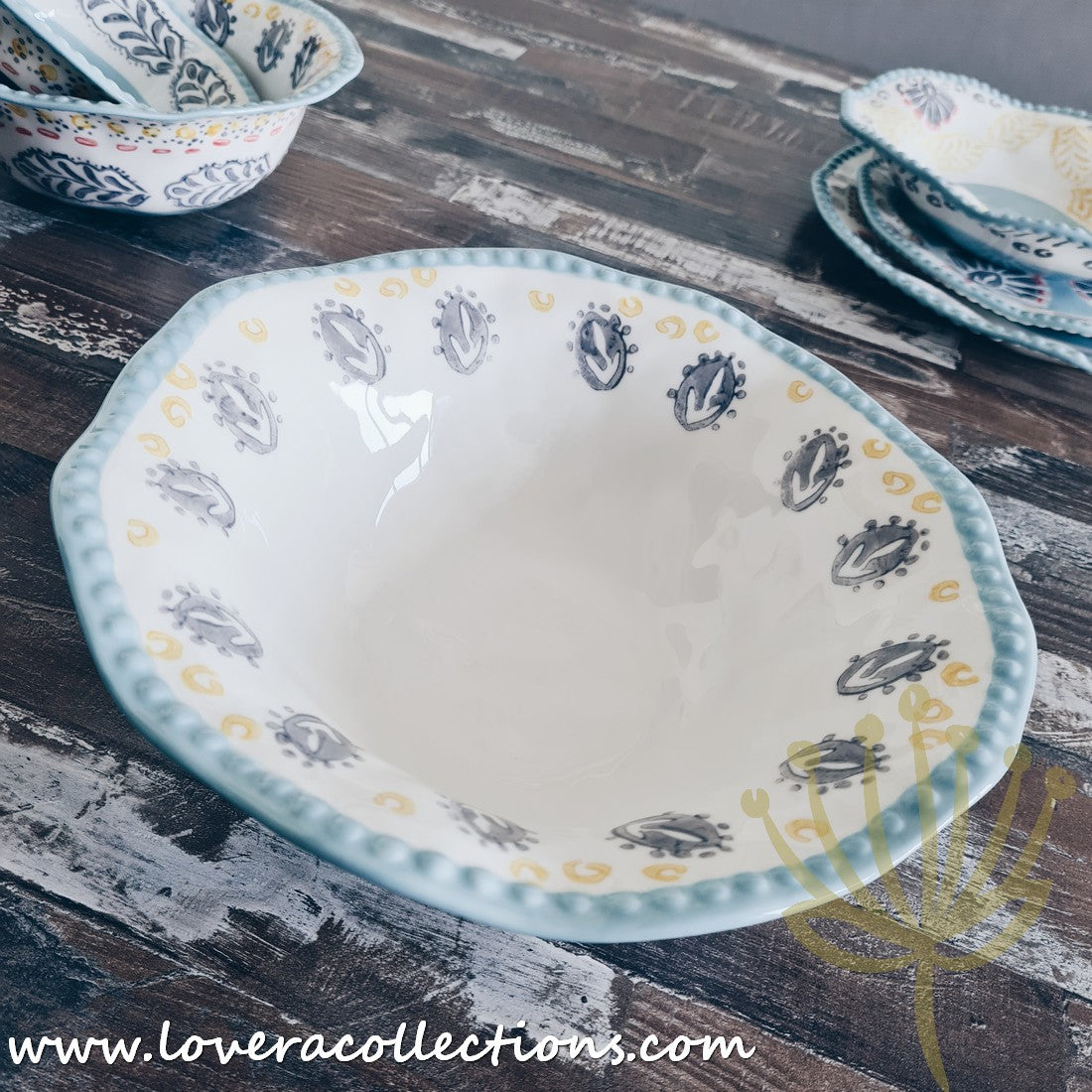 Stylish Afrocentric Light Blue Dinnerware & Serveware Set - Perfect for Family Dinners, Entertaining Guests & Cultural Celebrations