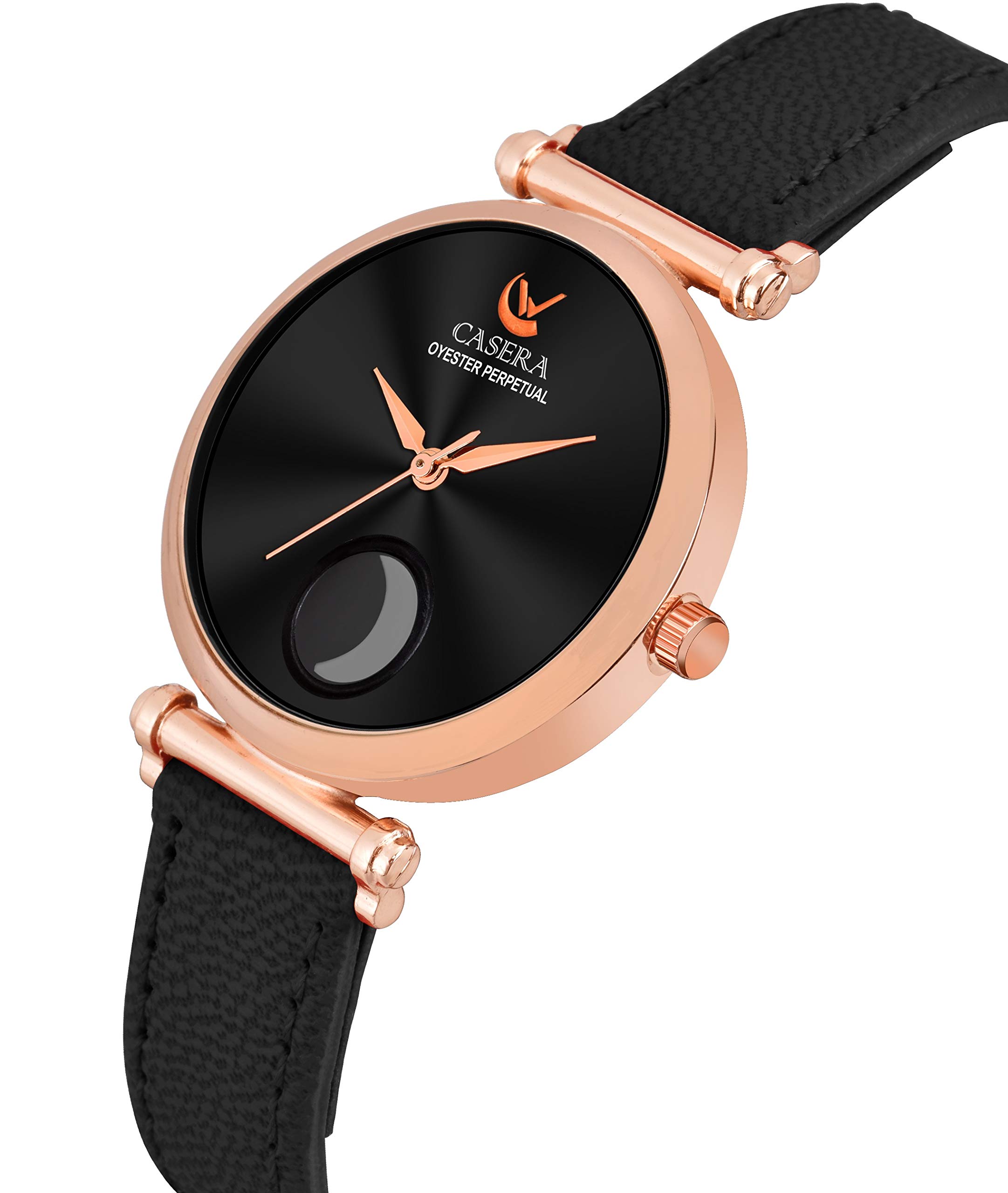 Stylish Analog Leather Strap Wrist Watch for Women & Girls - Moon Design - Perfect for Casual Wear, Office & Gift Giving
