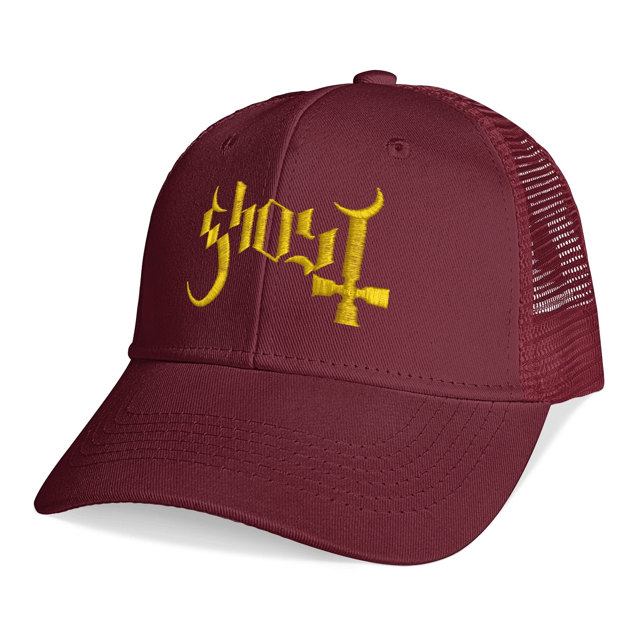 Ghost Band Adult Cotton Mesh Baseball Cap - Classic Embroidery Sun Hat for Men & Women | Breathable Outdoor Travel Hat in Burgundy | Perfect for Hiking, Beach, Sports & Casual Wear