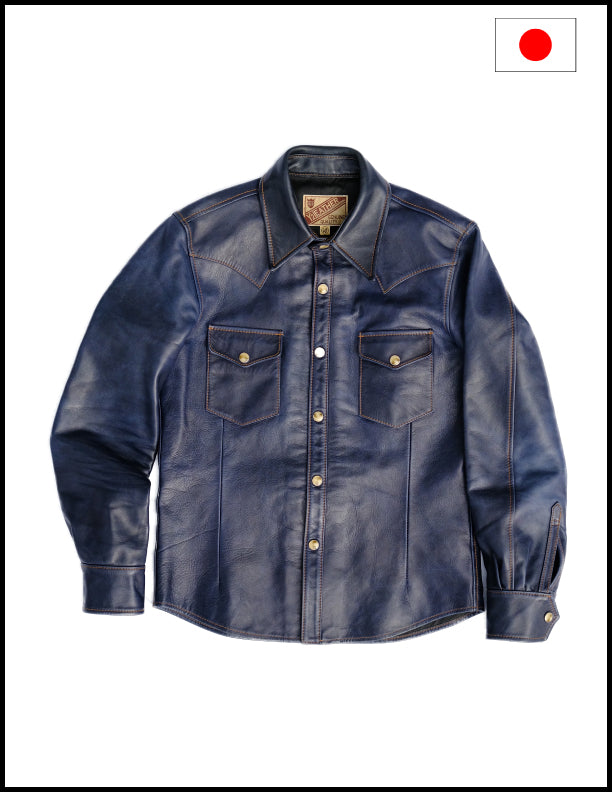 Premium Pablo Indigo Horse Hide Western Shirt - Authentic Cowboy Style for Men | Perfect for Rodeo, Country Music Festivals & Western Fashion