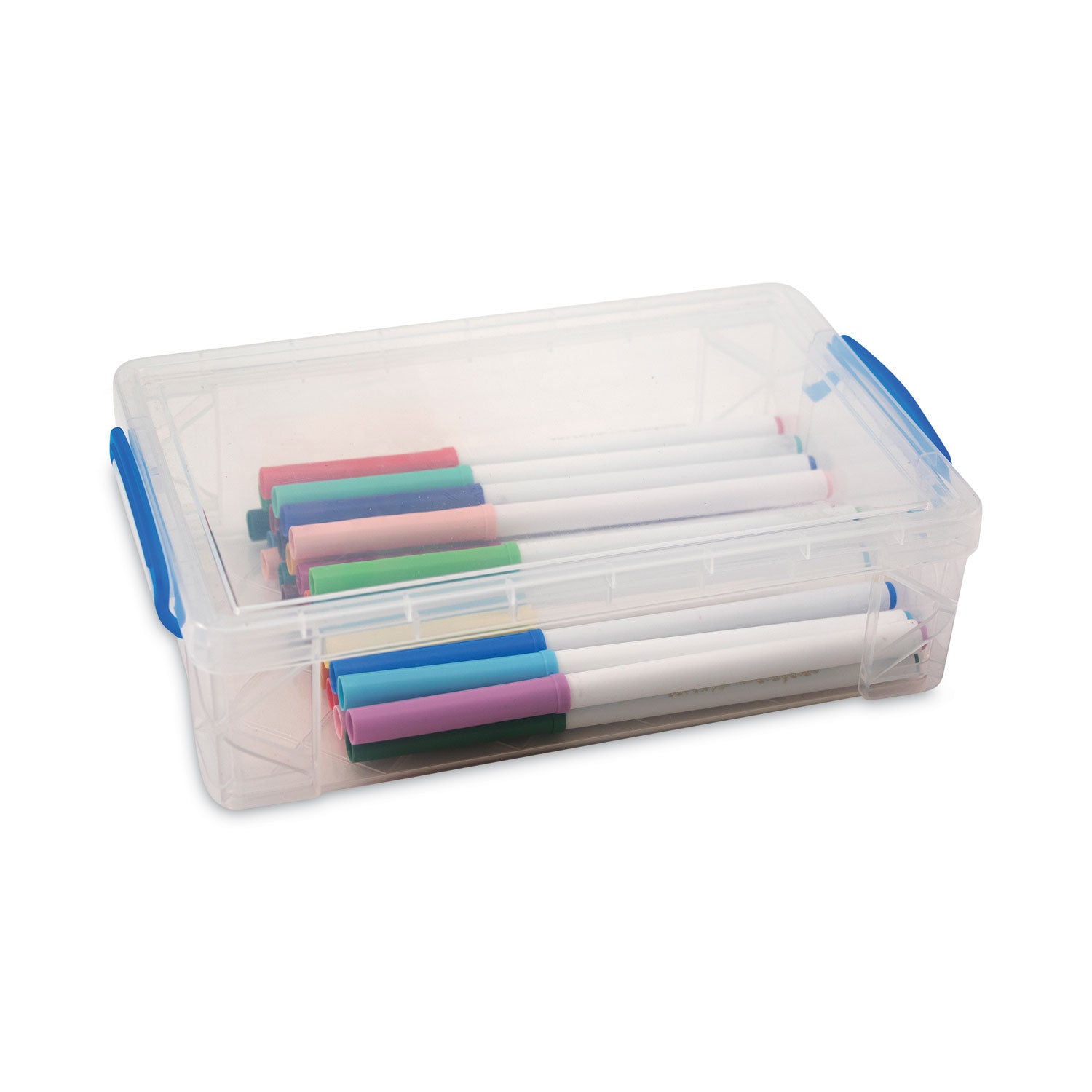 Advantus Super Stacker Large Clear Pencil Box - 9 x 5.5 x 2.62 Inches - Durable School & Office Organizer for Pens, Markers, Art Supplies - Perfect for Students, Teachers & Artists