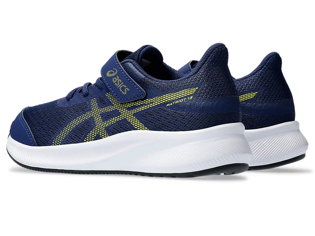 ASICS Kids Patriot 13 Running Shoes - Lightweight & Comfortable for Boys & Girls - Blue/Yellow - Perfect for School, Sports & Daily Activities