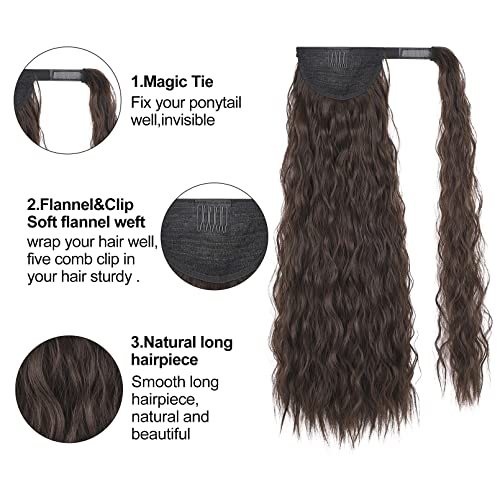 Wavy Clip-in Ponytail Hair Extension - Natural Looking Synthetic Hairpiece for Volume & Length - Perfect for Parties, Weddings & Everyday Styling