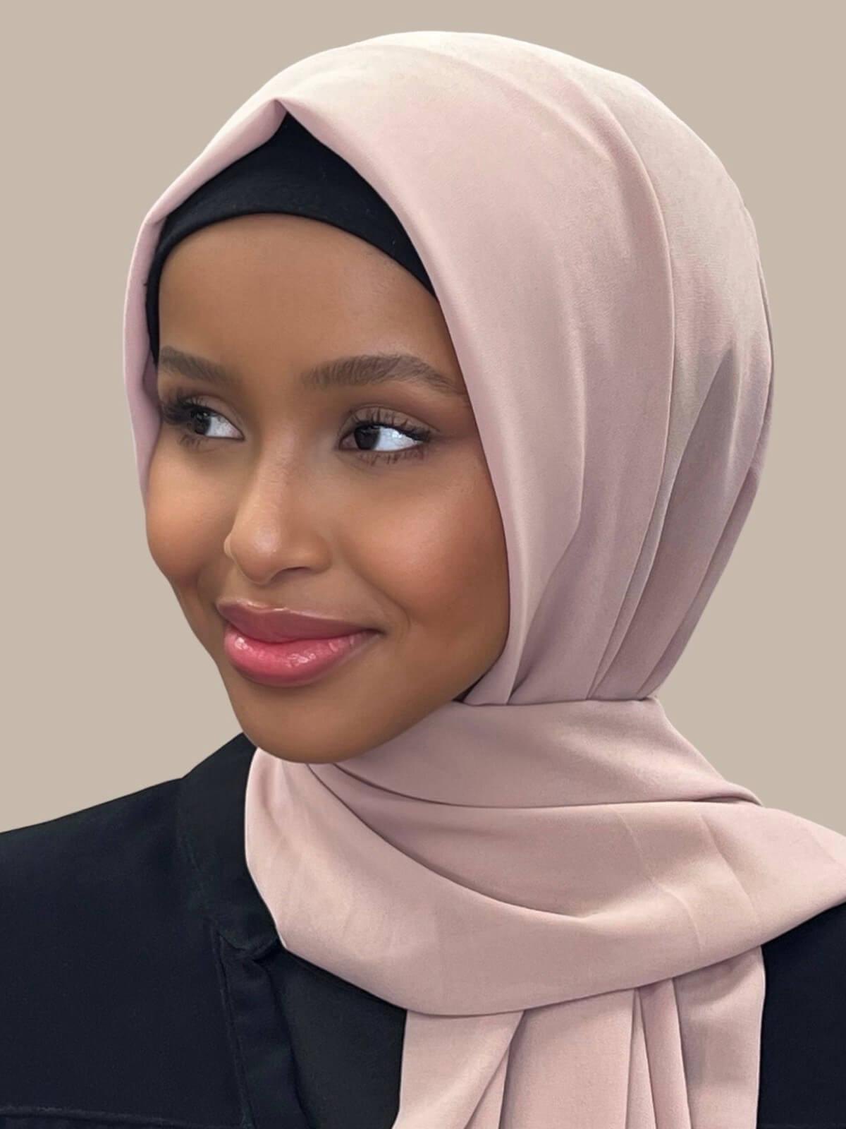 Elegant Blush Chiffon Hijab - Soft & Lightweight Scarf for Women - Perfect for Daily Wear, Prayer, and Special Occasions
