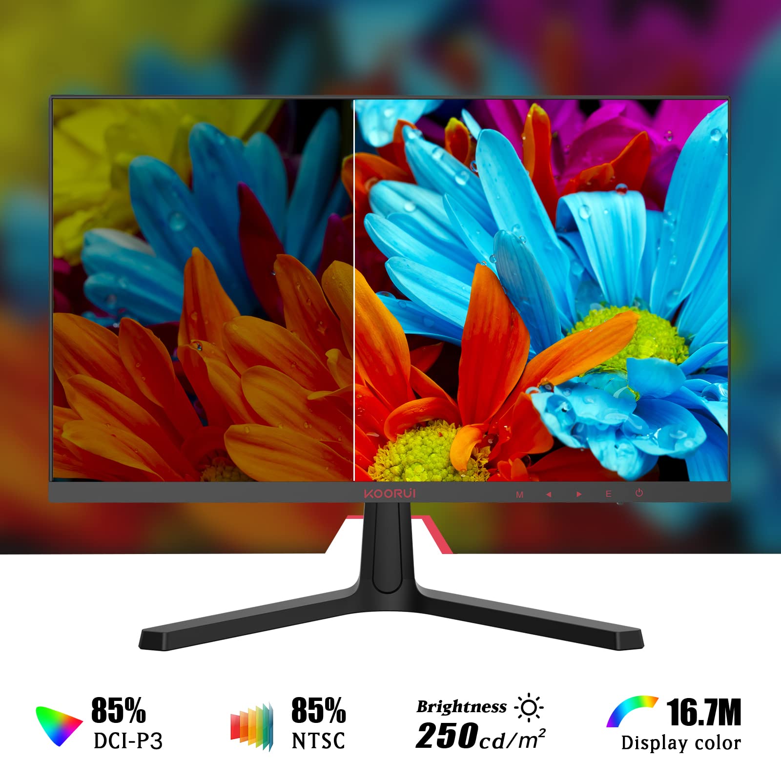 KOORUI 24 Inch FHD 1080P 165Hz Gaming Monitor with 1ms Response Time, AdaptiveSync Technology, Ultra-Thin VA LED Display, Dual HDMI & DP Ports, VESA Mount Compatible, Tilt Adjustable - Ideal for Esports, Home Office & Multimedia Entertainment