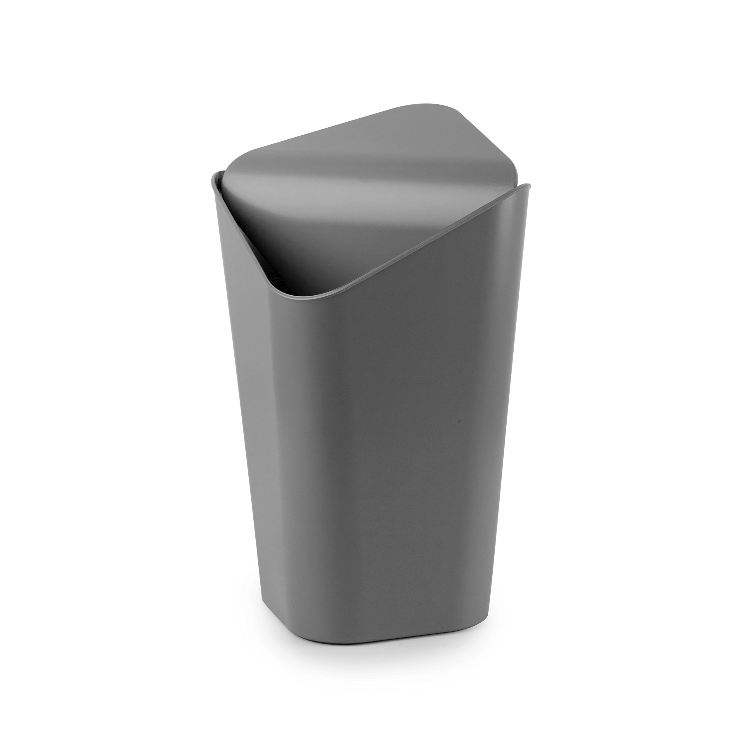 Corner Trash Can - Space Saving Gray Garbage Bin for Kitchen, Bathroom & Office | Compact Waste Basket for Tight Spaces