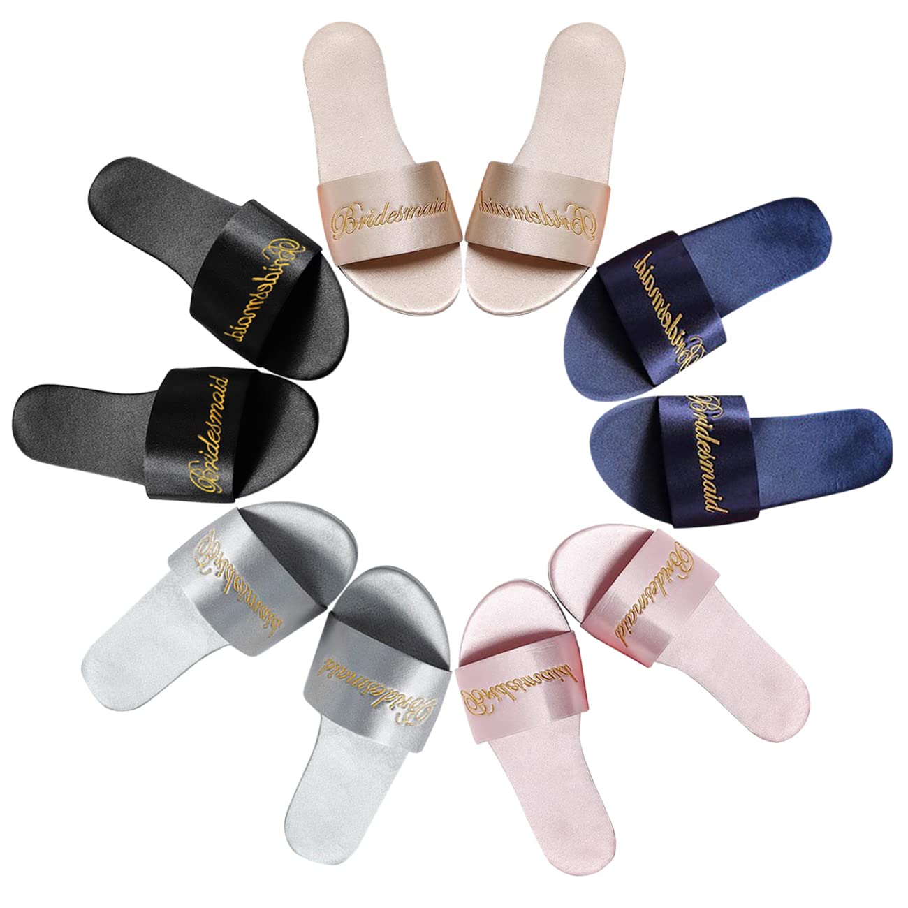 Vintava Women's Wedding Slippers - Rose Gold Embroidered Bridal Party Shoes for Bride & Bridesmaids | Comfortable House Slippers for Wedding Day, Bridal Shower & Honeymoon