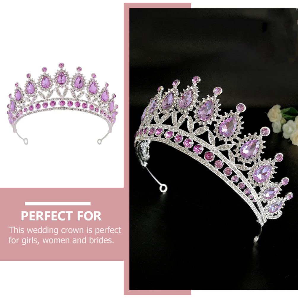 1pc Violet Bridal Hair Tiara - Baroque Queen Crown for Weddings, Birthdays & Special Events | Diamond Rhinestone Princess Headpiece for Brides, Girls & Women | Perfect for Weddings, Prom, Pageants & Royal-Themed Parties