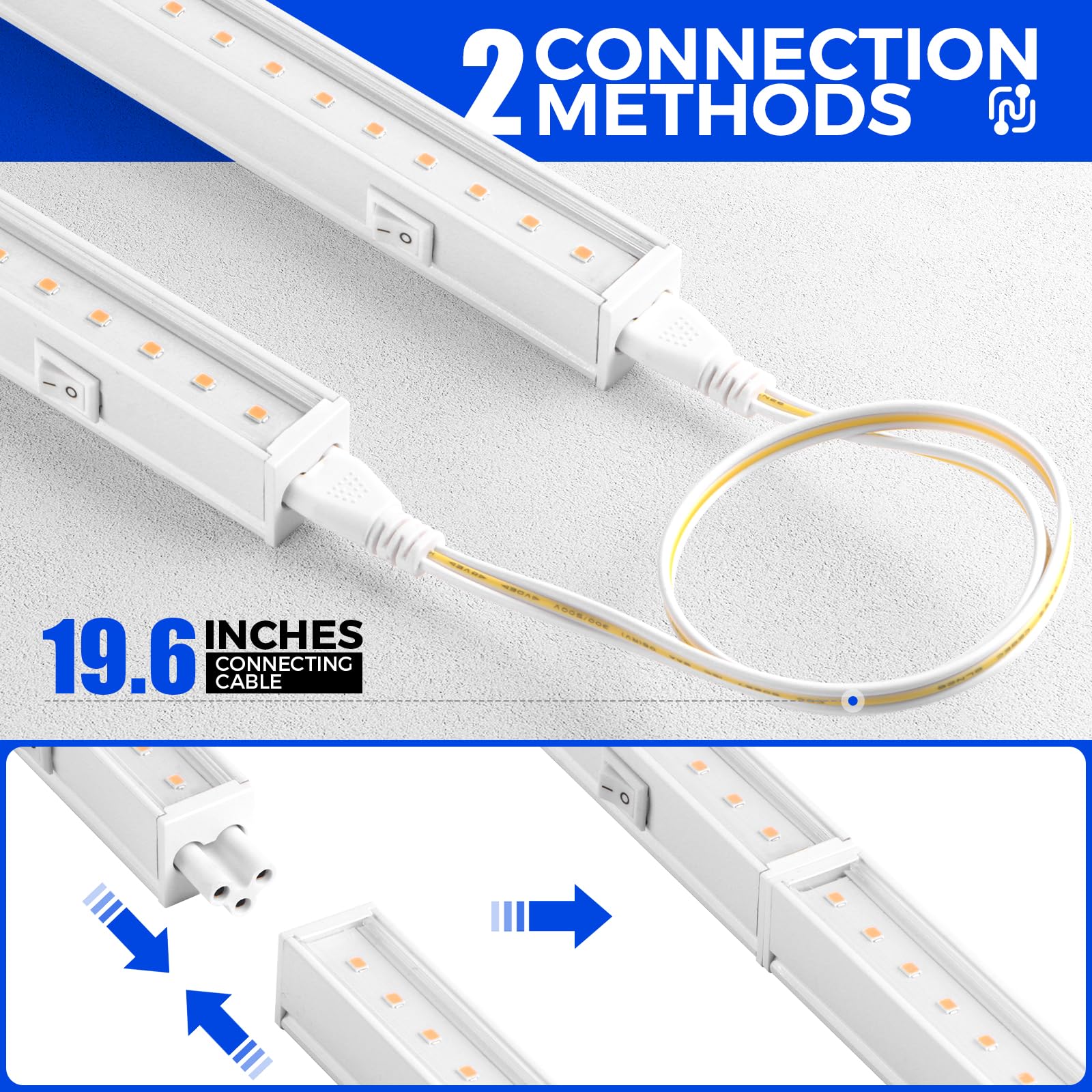 Barrina T5 Full Spectrum LED Grow Lights - 2ft 80W (8x10W, 500W Equivalent) Plant Grow Light Strips for Indoor Plants, Greenhouse & Hydroponics - Plug & Play Easy Installation, 8-Pack Yellow - Perfect for Seed Starting, Herb Gardens & Vertical Farming