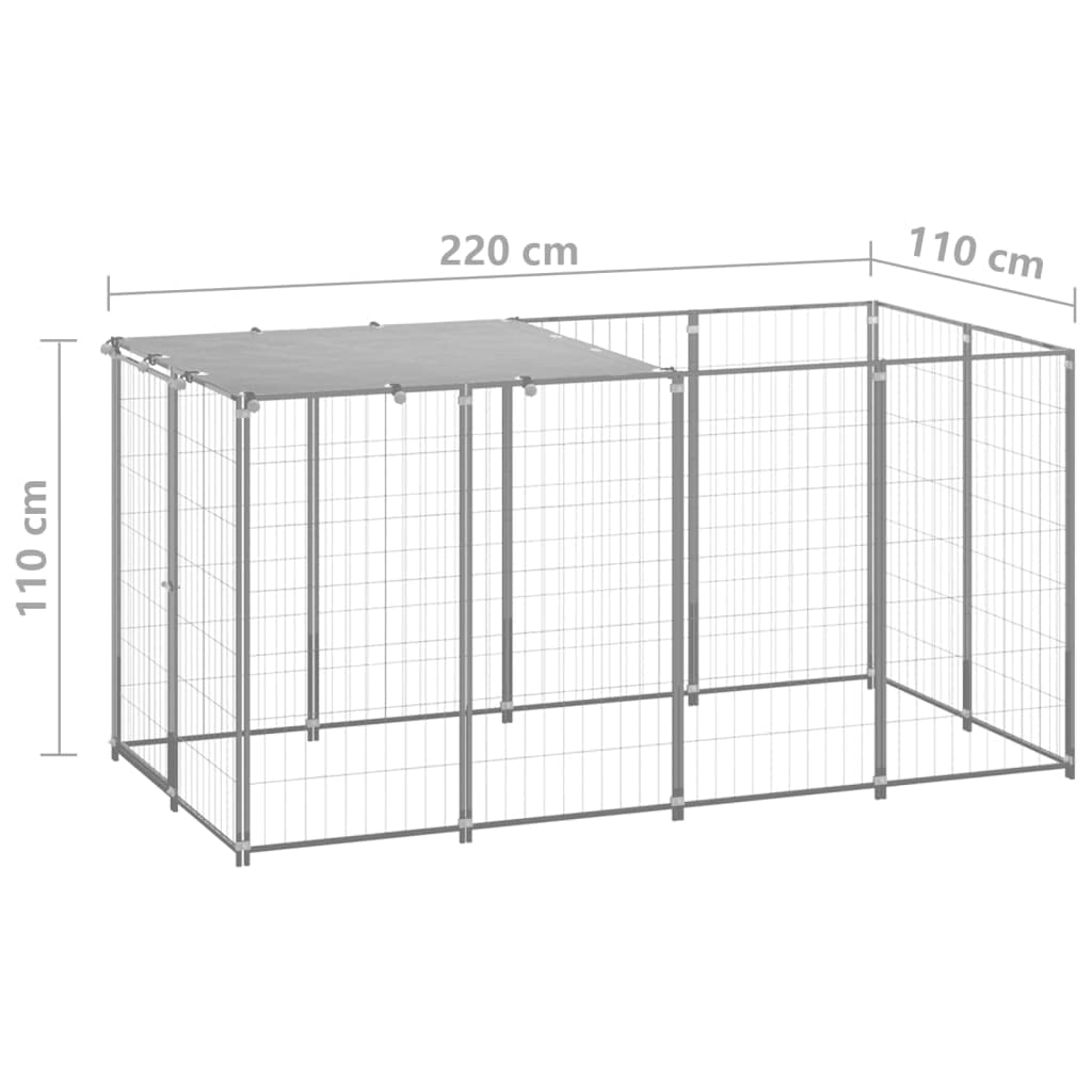 vidaXL Large Outdoor Dog Kennel with Lockable Door & Roof - Heavy Duty Steel Dog Crate for Training, Exercise & Play - Perfect for Backyard, Garden & Patio Use