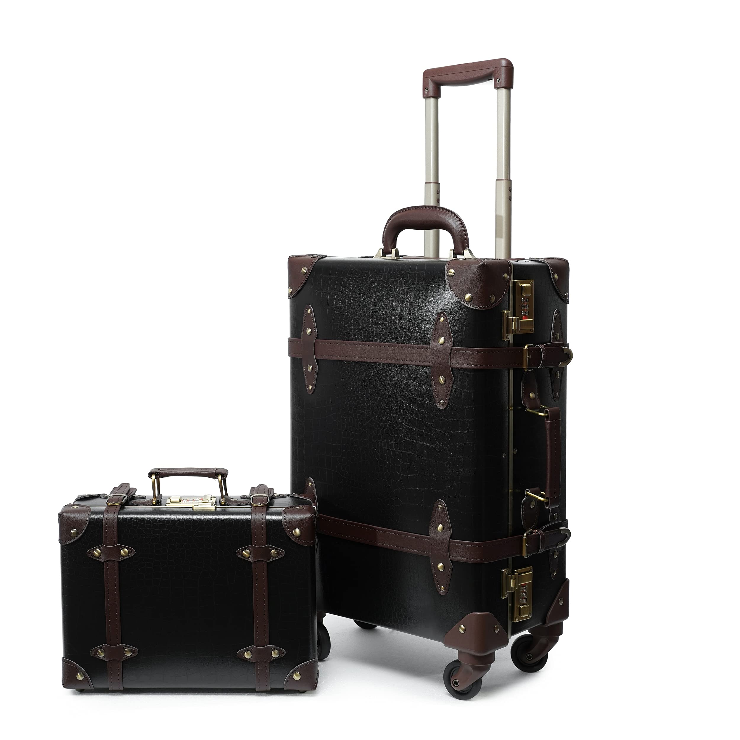 Urecity Vintage Lightweight Spinner Luggage Set - 2 Piece Travel Suitcase with Tote Bag, 20