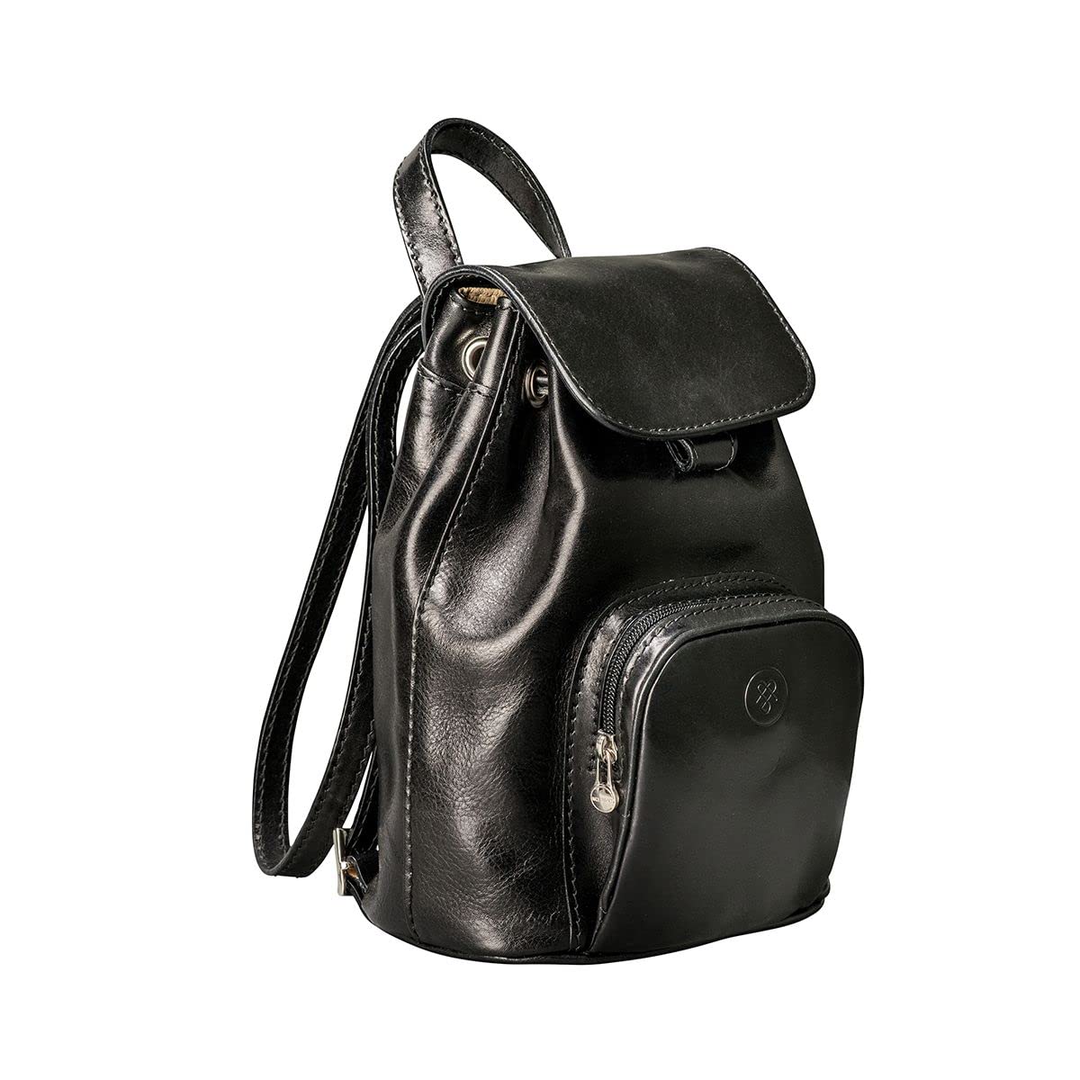 Maxwell Scott Women's Luxury Classic Italian Leather Small Rucksack Backpack - Handmade in Italy - The Popolo Black - Perfect for Travel, Work & Everyday Use