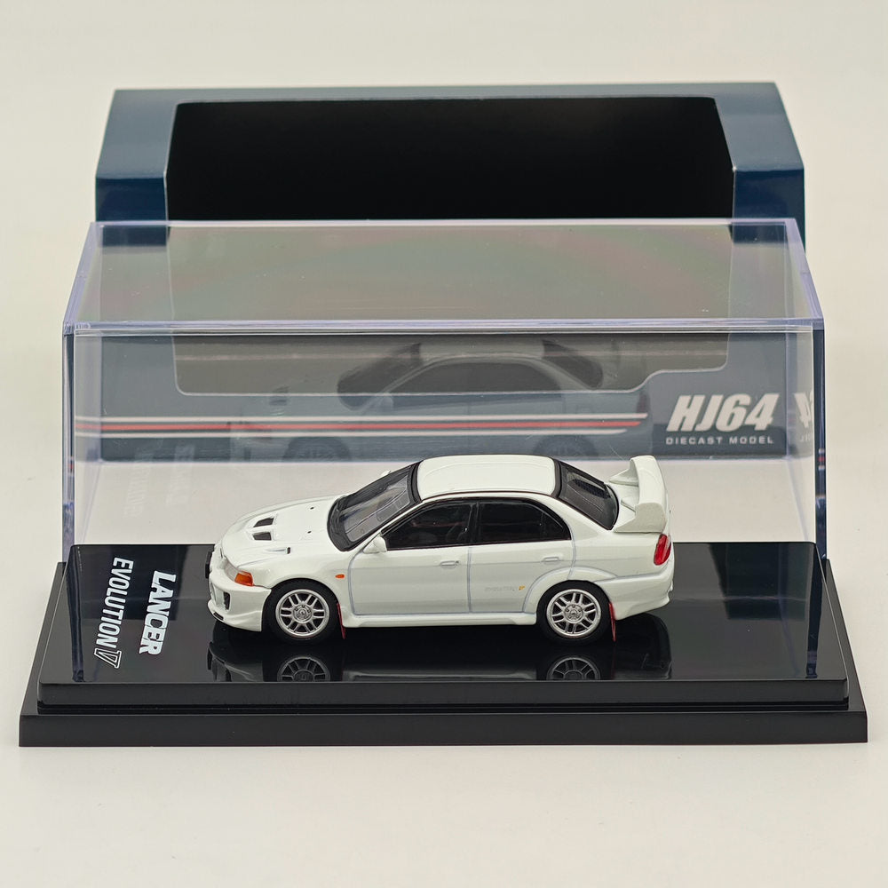 1/64 Scale Mitsubishi Lancer Evolution V GSR (CP9A) 1998 White Diecast Model Car - Hobby Japan HJ642032AW - Perfect for Collectors, Display Cases & Racing Dioramas