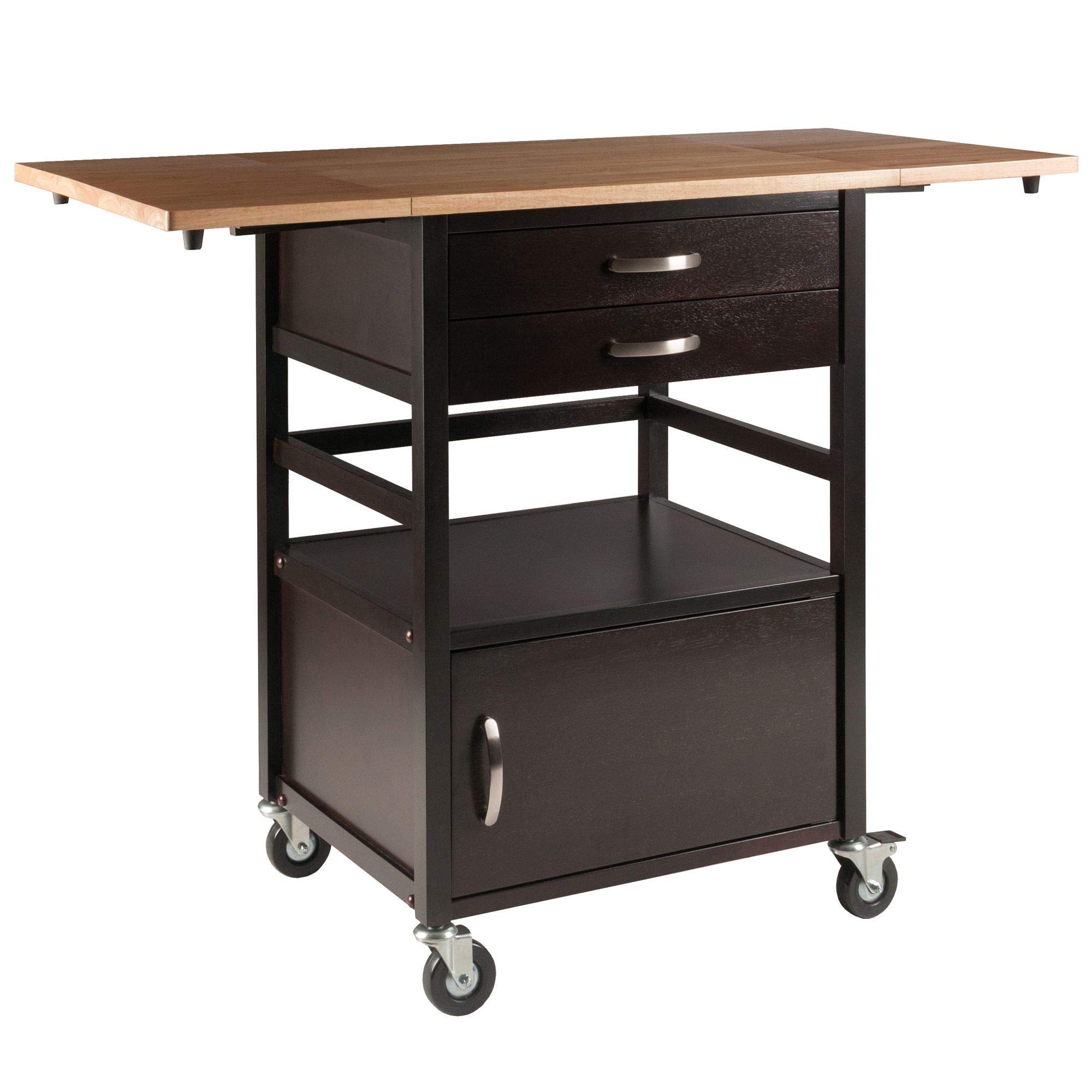 Bellini Kitchen Cart with Coffee Finish - Portable Rolling Island for Small Spaces, Perfect for Coffee Bar, Breakfast Nook or Extra Counter Space in Kitchen, Dining Room or Apartment