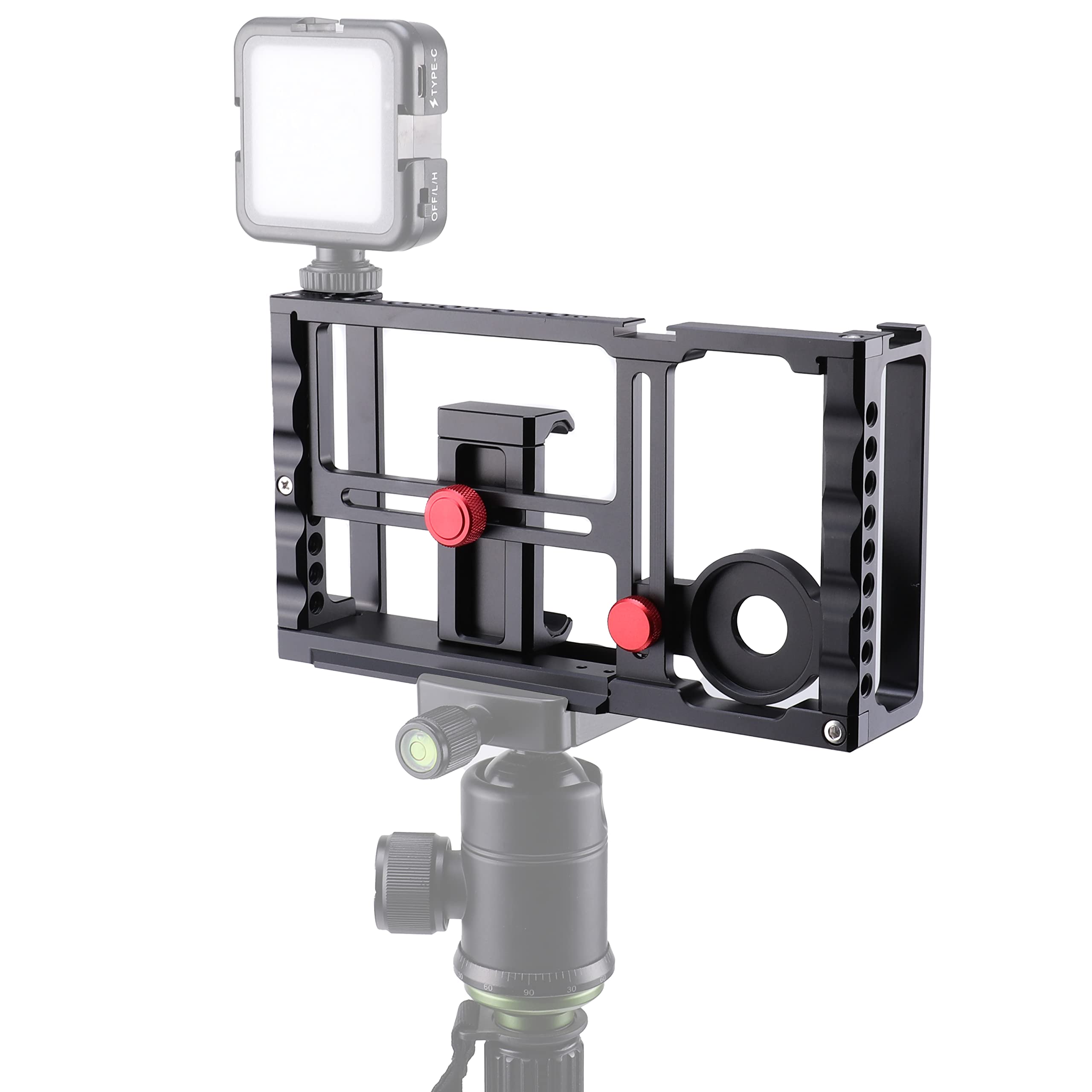 Foto4easy Smartphone Video Rig - Aluminum Top Handle Phone Stabilizer with Cold Shoe Mount for iPhone 13/12 Pro Max - Black | Perfect for Vlogging, Live Streaming & Mobile Filmmaking