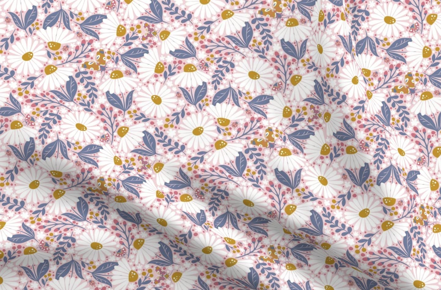 Pink Daisies Bloom Floral Printed Chiffon Fabric Fat Quarter - Sewing, Fashion Apparel, Dresses & Home Decor - Perfect for DIY Spring Dresses, Kids Clothing & Boho Home Decor