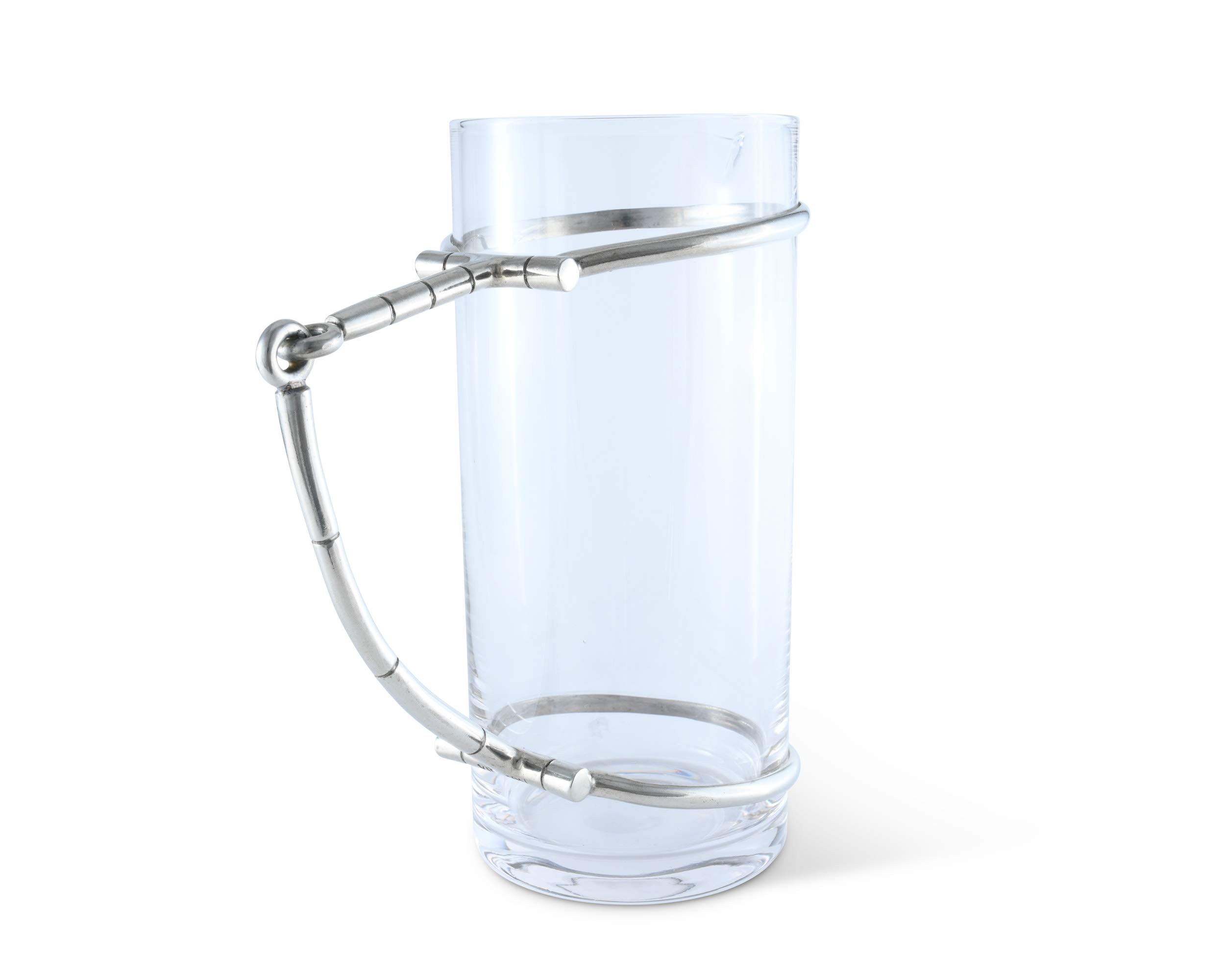 Vagabond House 52 oz Glass Pitcher with Pewter Horse Handle - Elegant Beverage Dispenser for Cold Water, Iced Tea, Juice & Lemonade - Perfect for Parties, Picnics & Home Entertaining (9.5 Inch Tall)