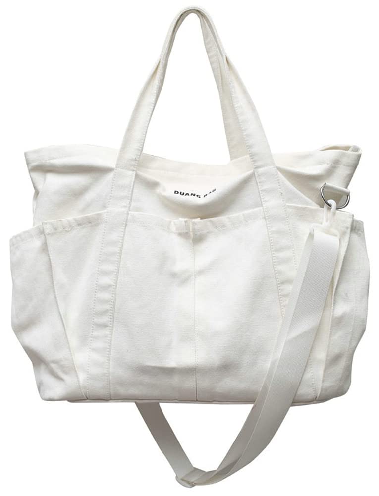 Stylish Women's Multi-Pocket Canvas Tote Bag - Large Casual Shoulder Bag Hobo Purse for Work, Travel & Shopping