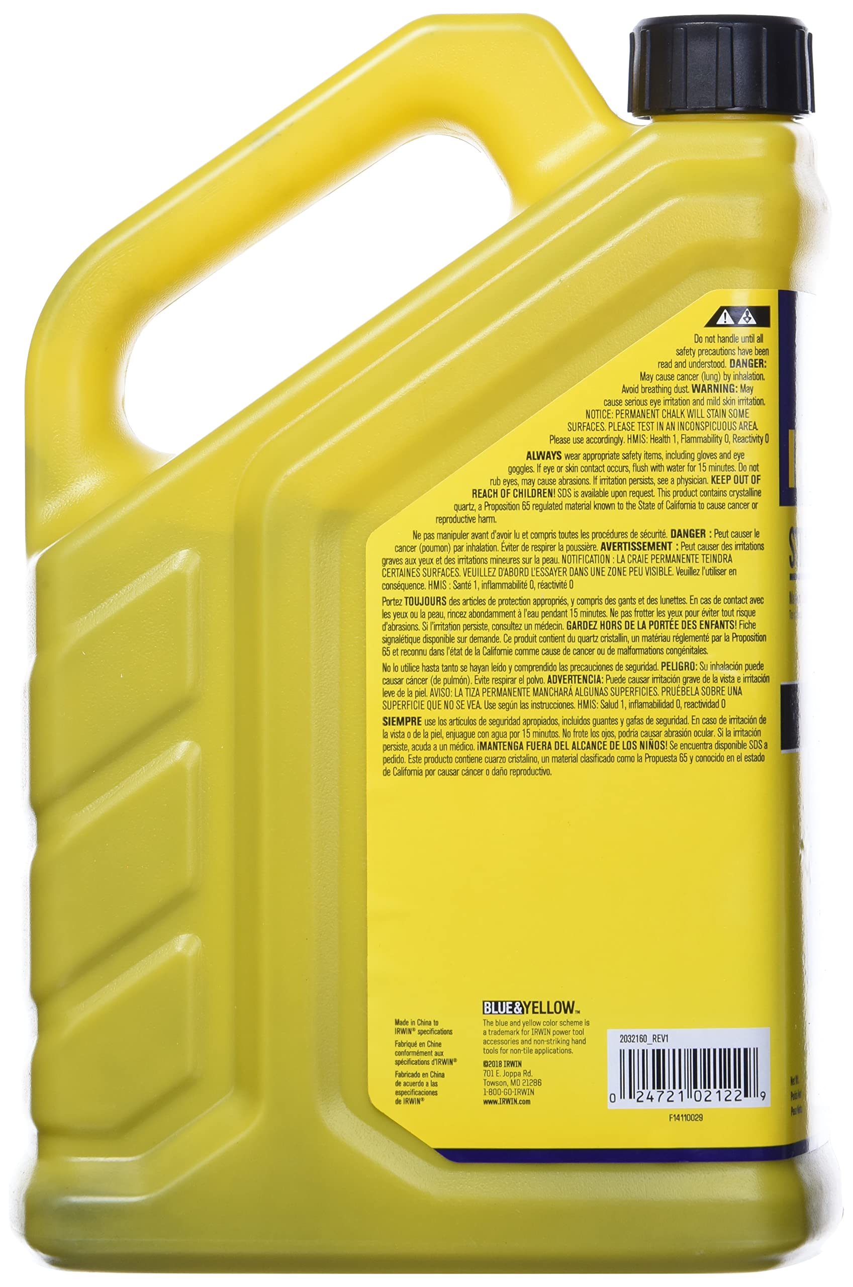 IRWIN Tools 2032160 Strait-Line Permanent Marking Chalk - Heavy Duty Construction Chalk Line for Precise Layouts - Ideal for Carpentry, Masonry & DIY Projects