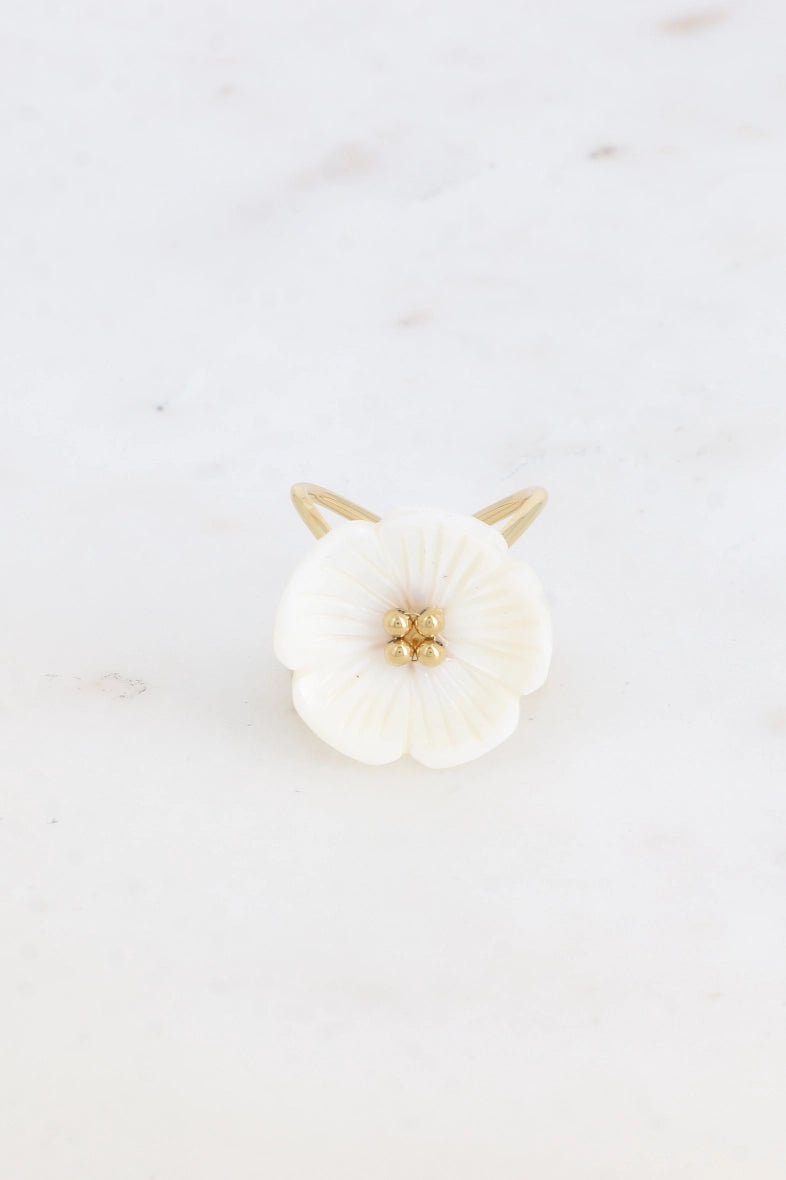 Elegant Celine Bohm Large Flower Stainless Steel Ring for Women - Perfect for Weddings, Parties, and Special Occasions