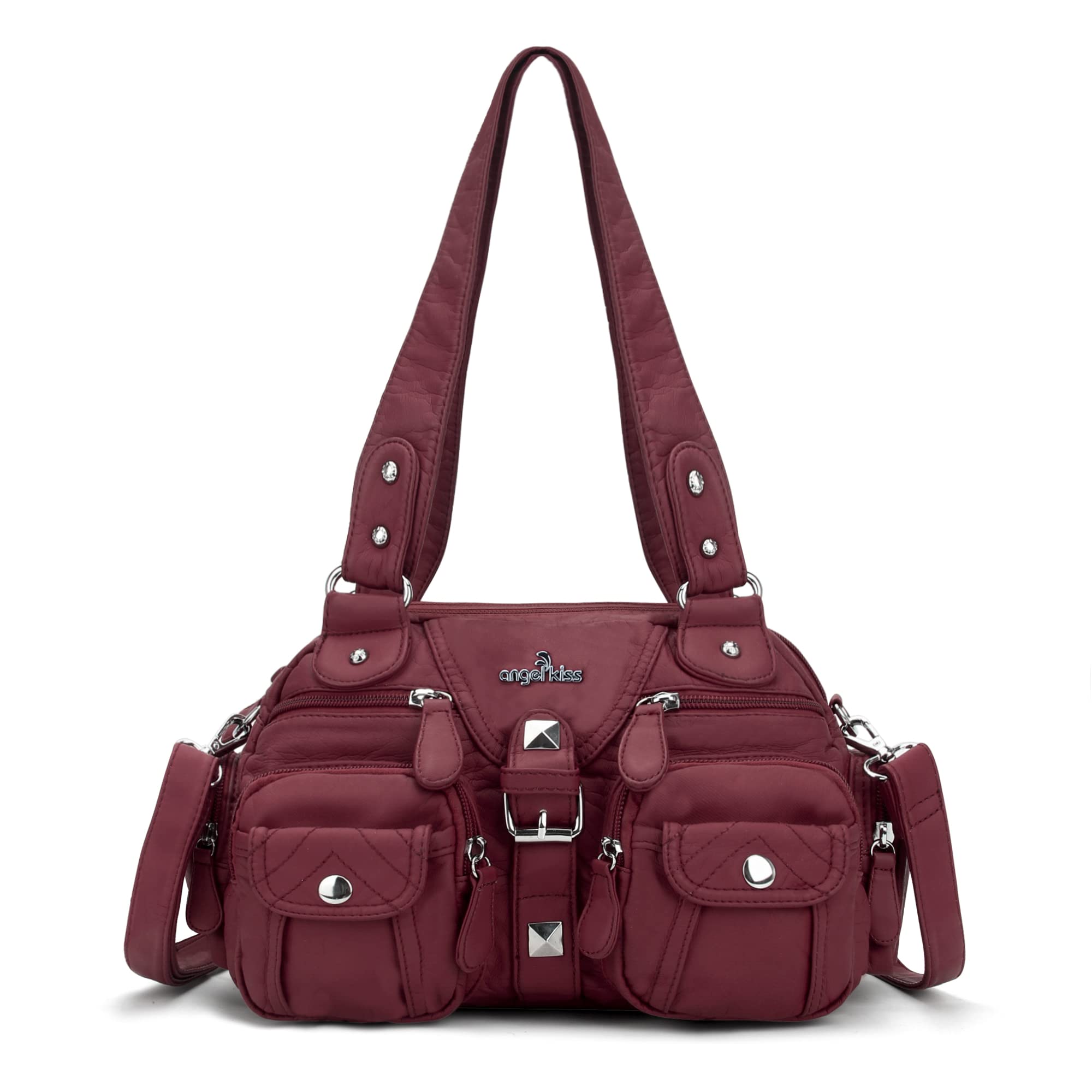 Angel Kiss Women's Crossbody Shoulder Bag - Multipocket Soft Leather Hobo Purse with Removable Strap | Perfect for Work, Travel & Everyday Use