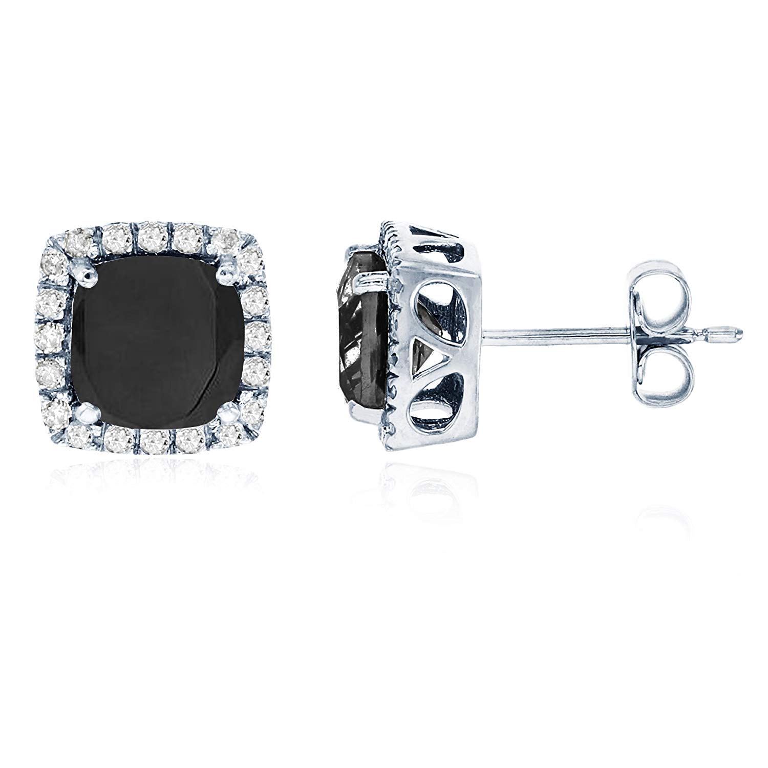 14K Yellow, White & Rose Gold 6mm Round Gemstone Diamond Halo Stud Earrings - 0.2 CTTW, Perfect for Weddings, Parties & Everyday Elegance