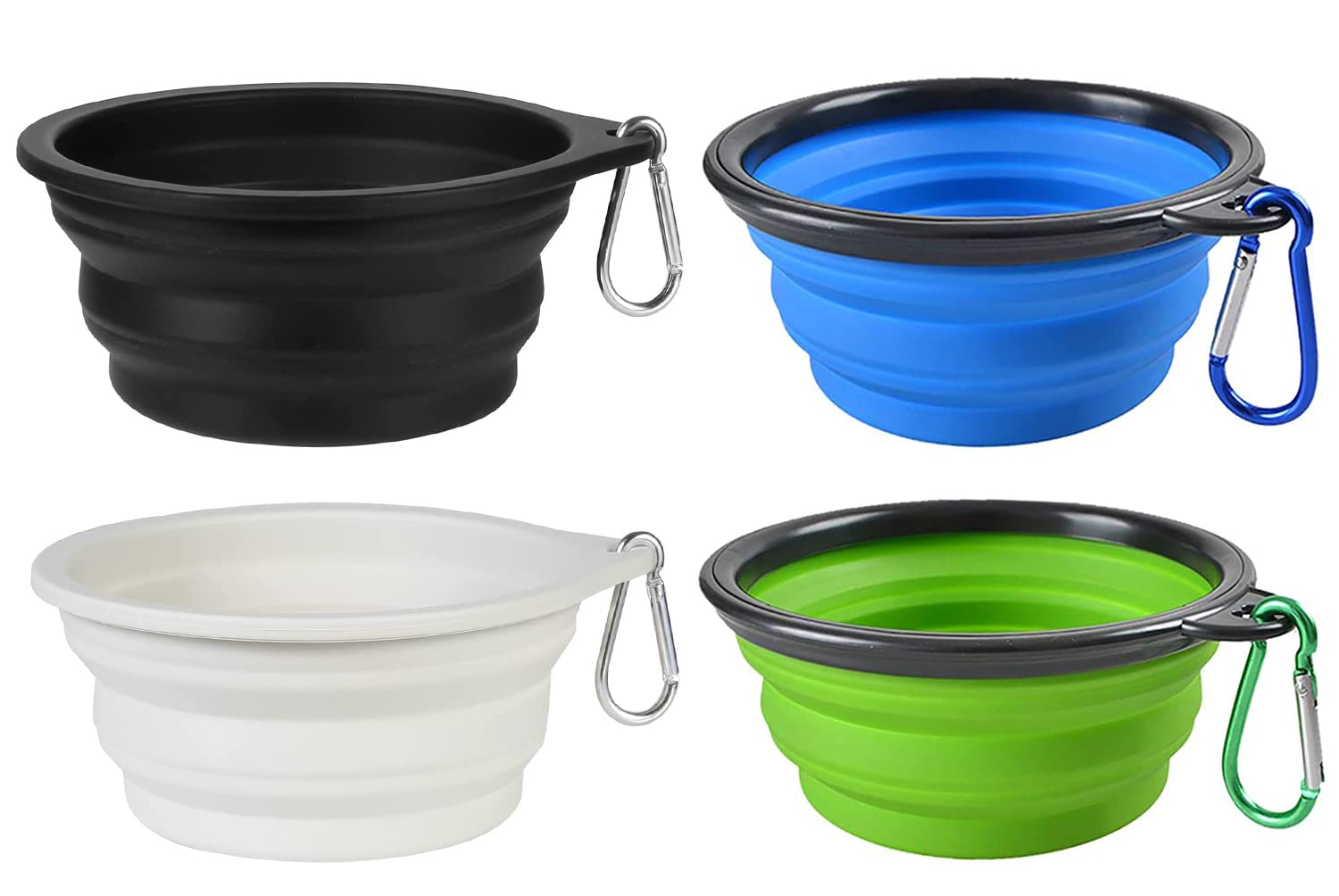 Foldable Collapsible Dog Bowl - BPA Free Food Grade Silicone Pet Travel Bowl for Dogs & Cats - Portable Expandable Water & Food Dish for Hiking, Camping & Outdoor Adventures