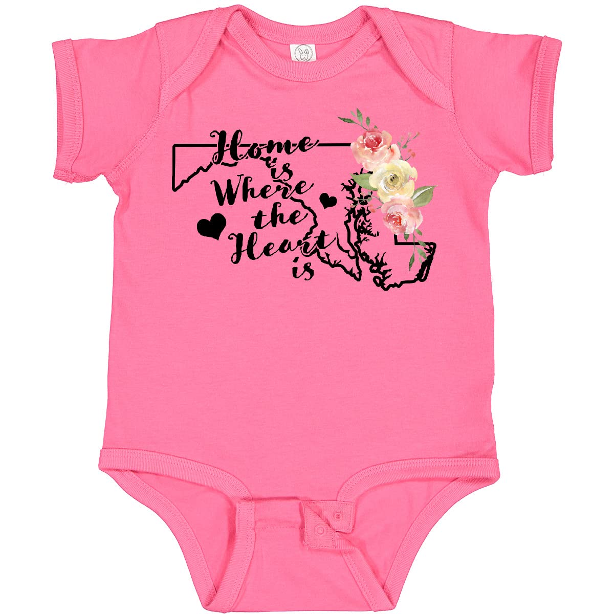 Inktastic Maryland Home Is Where the Heart Is Watercolor Baby Bodysuit - Soft Cotton Infant Onesie for Newborns, Baby Showers & Family Photos