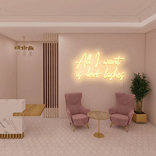 32x18.6 Inch Vibrant LED Neon Sign - 'All I Want is Lashes & Beer' Wall Decor Light for Home Bar, Man Cave, Game Room & Bedroom (Model M843)