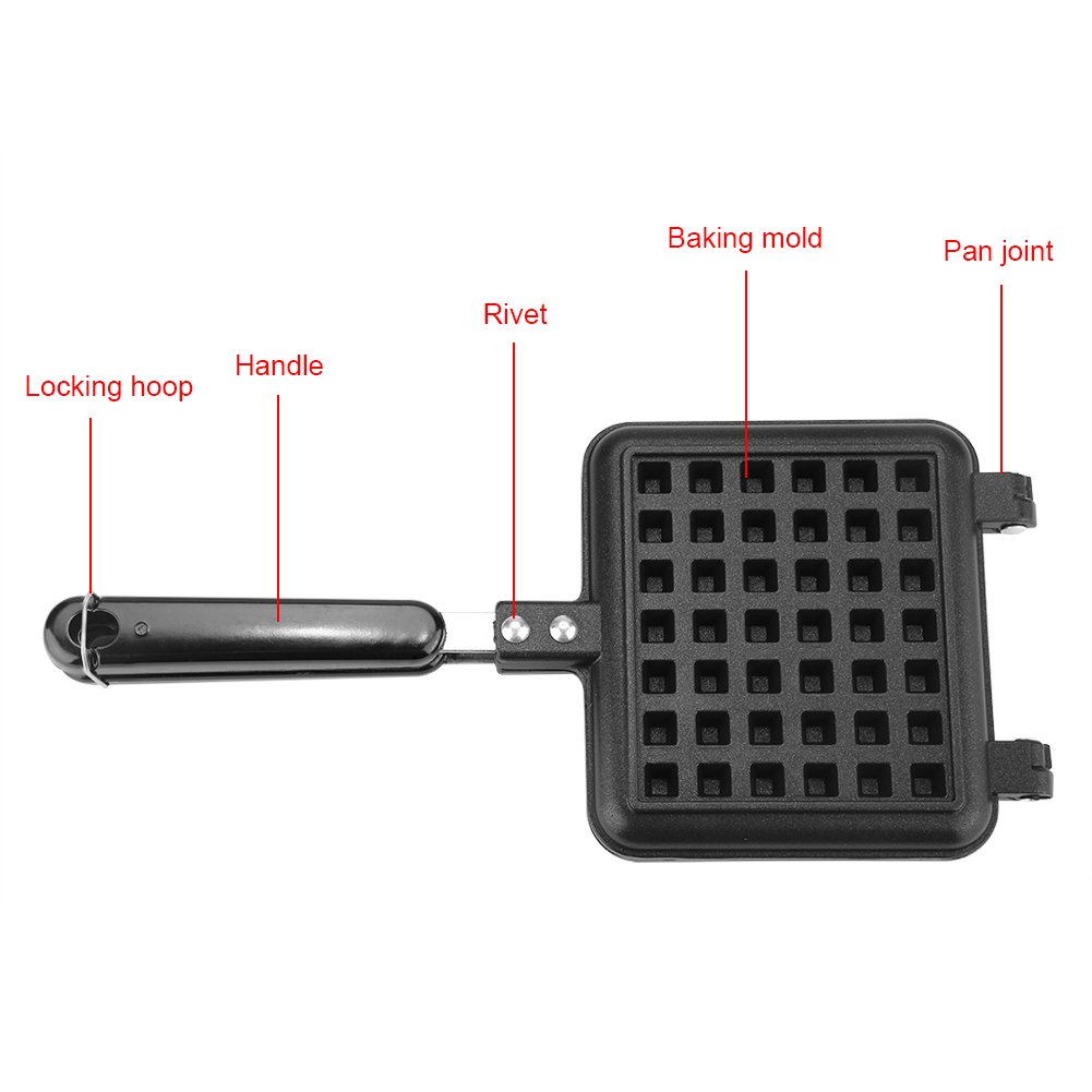 Premium Aluminum Alloy Non-Stick Waffle Maker - Gas Stove Compatible Kitchen Baking Tool for Perfect Belgian Waffles | Ideal for Breakfast, Brunch, Camping & Family Gatherings