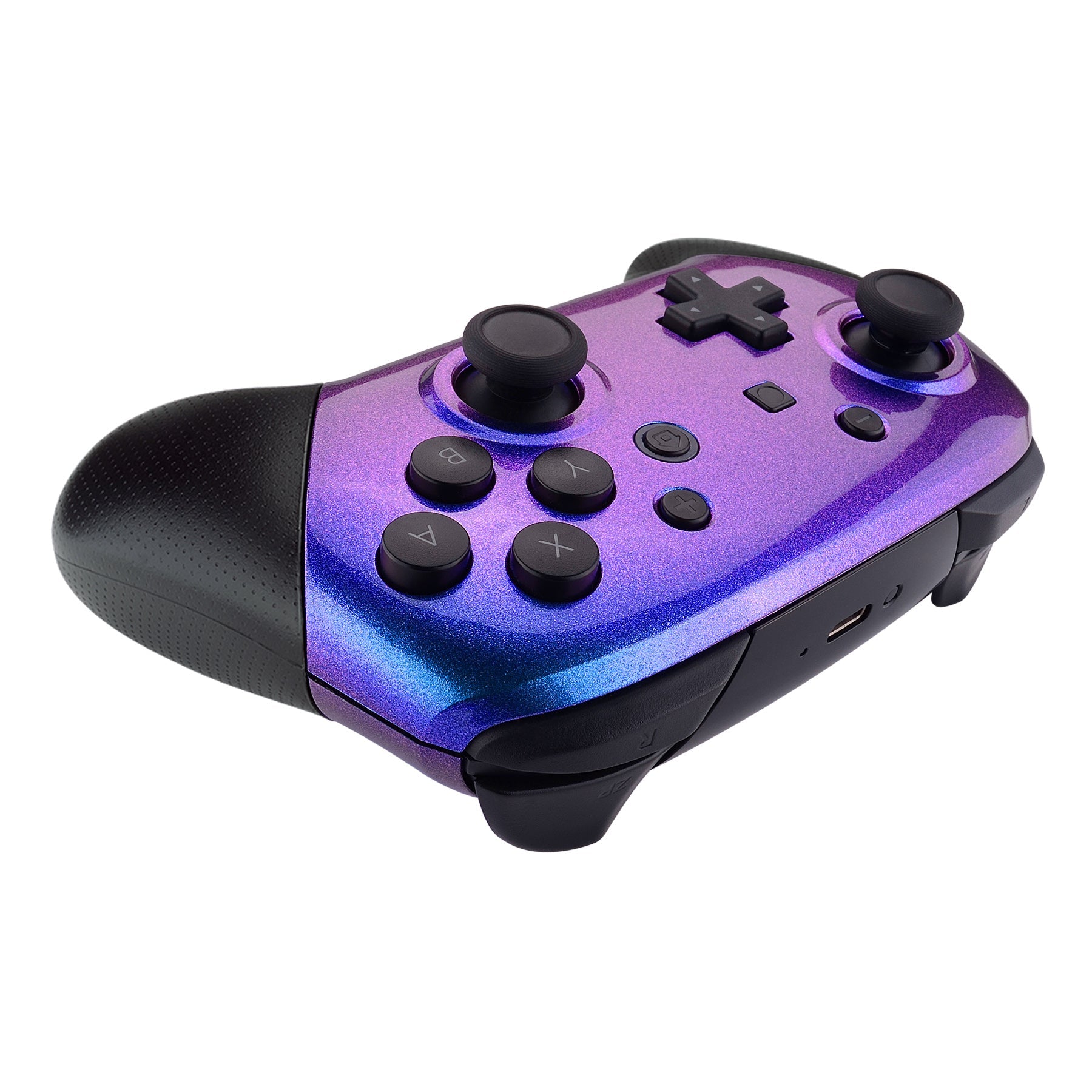 eXtremeRate Replacement Faceplate & Backplate for Nintendo Switch Pro Controller - Chameleon Purple Blue | Custom Gaming Shell for Enhanced Style & Protection | Perfect for Gaming Enthusiasts & Modders