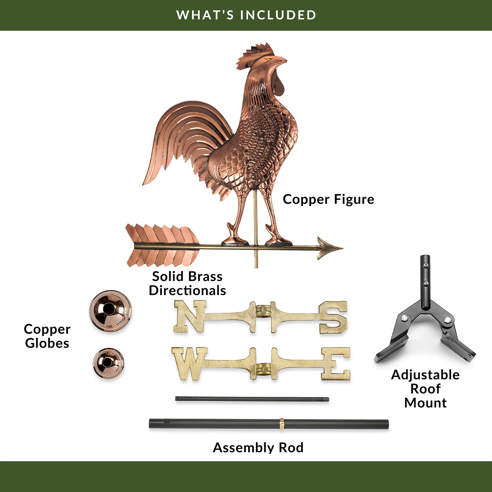 Large Rooster Weathervane - Handcrafted Metal Garden Decor for Outdoor Farmhouse Style - Perfect for Barns, Gardens & Rooftops